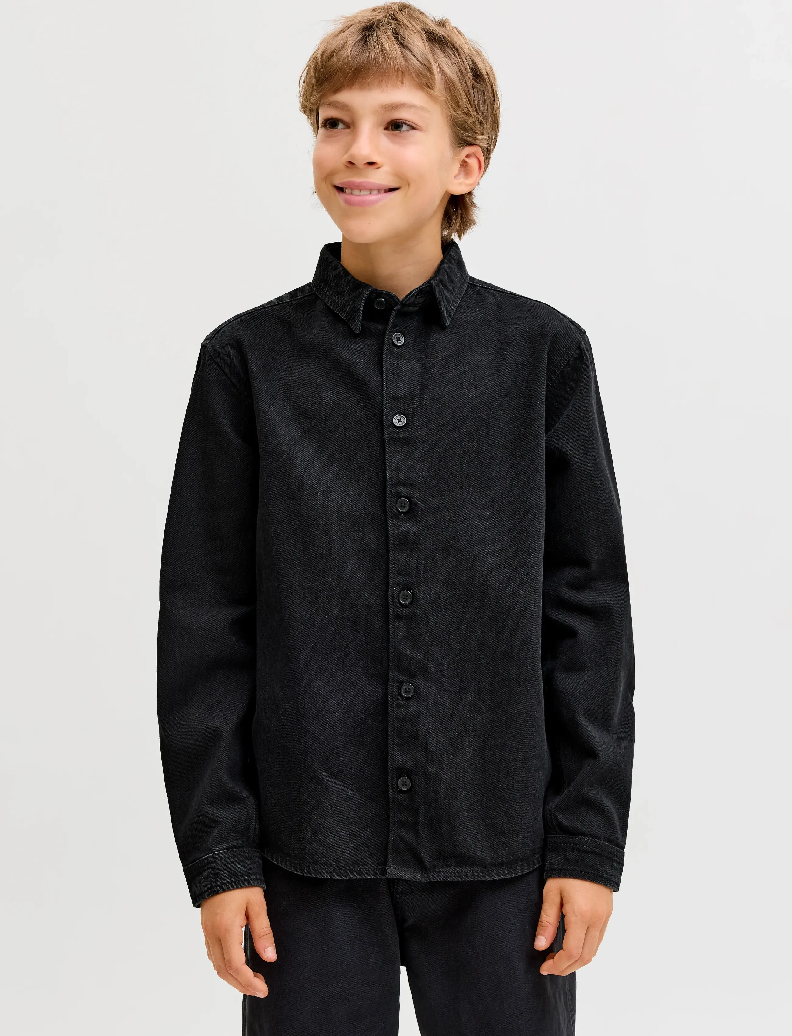 Jack & Jones Jornorrebro Denim Shirt Ls Jnr, 176, Black, Skjorter > Langærmede Shirts, Børn