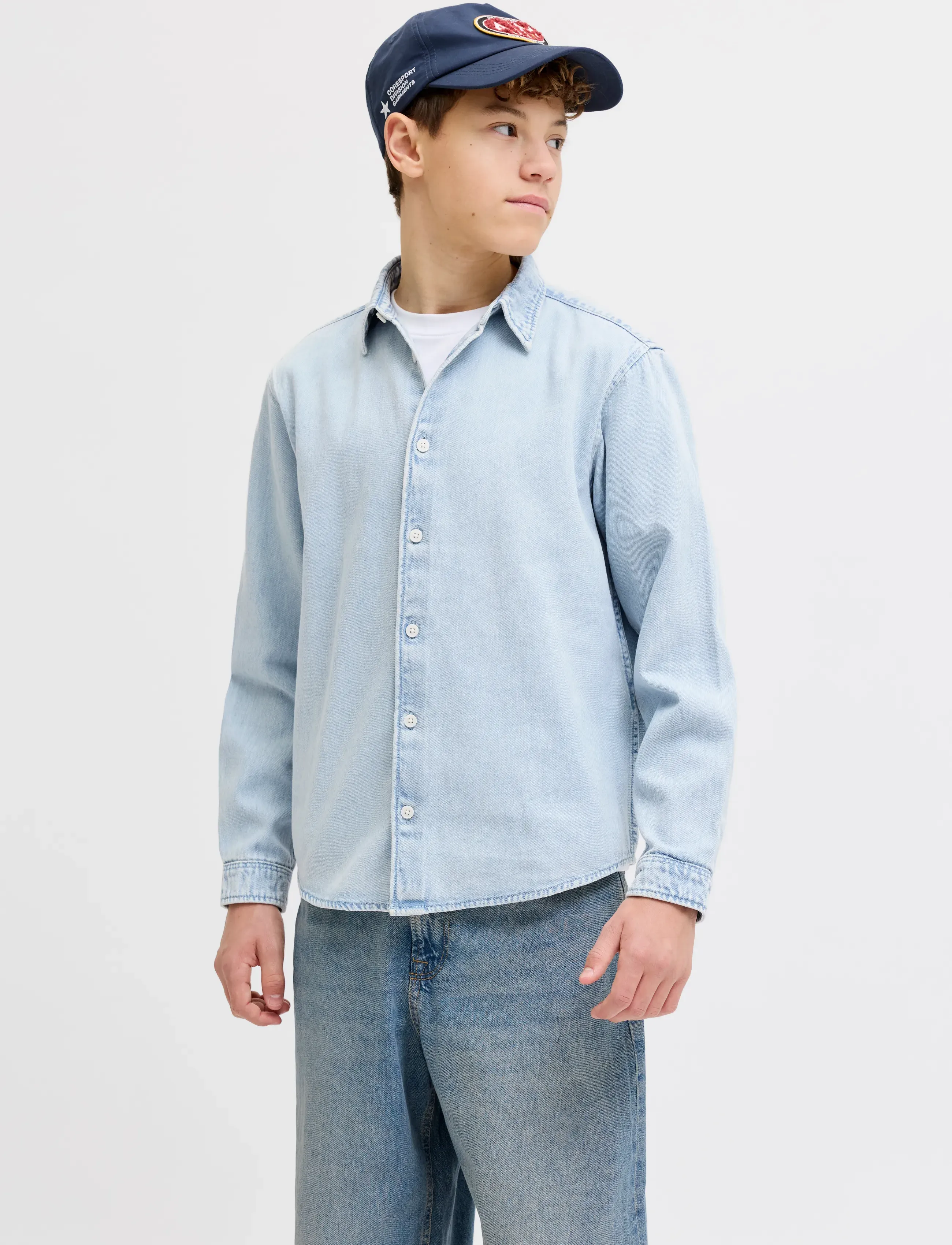 Jack & Jones Jornorrebro Denim Shirt Ls Jnr, 164, Blue, Skjorter > Langærmede Shirts, Børn