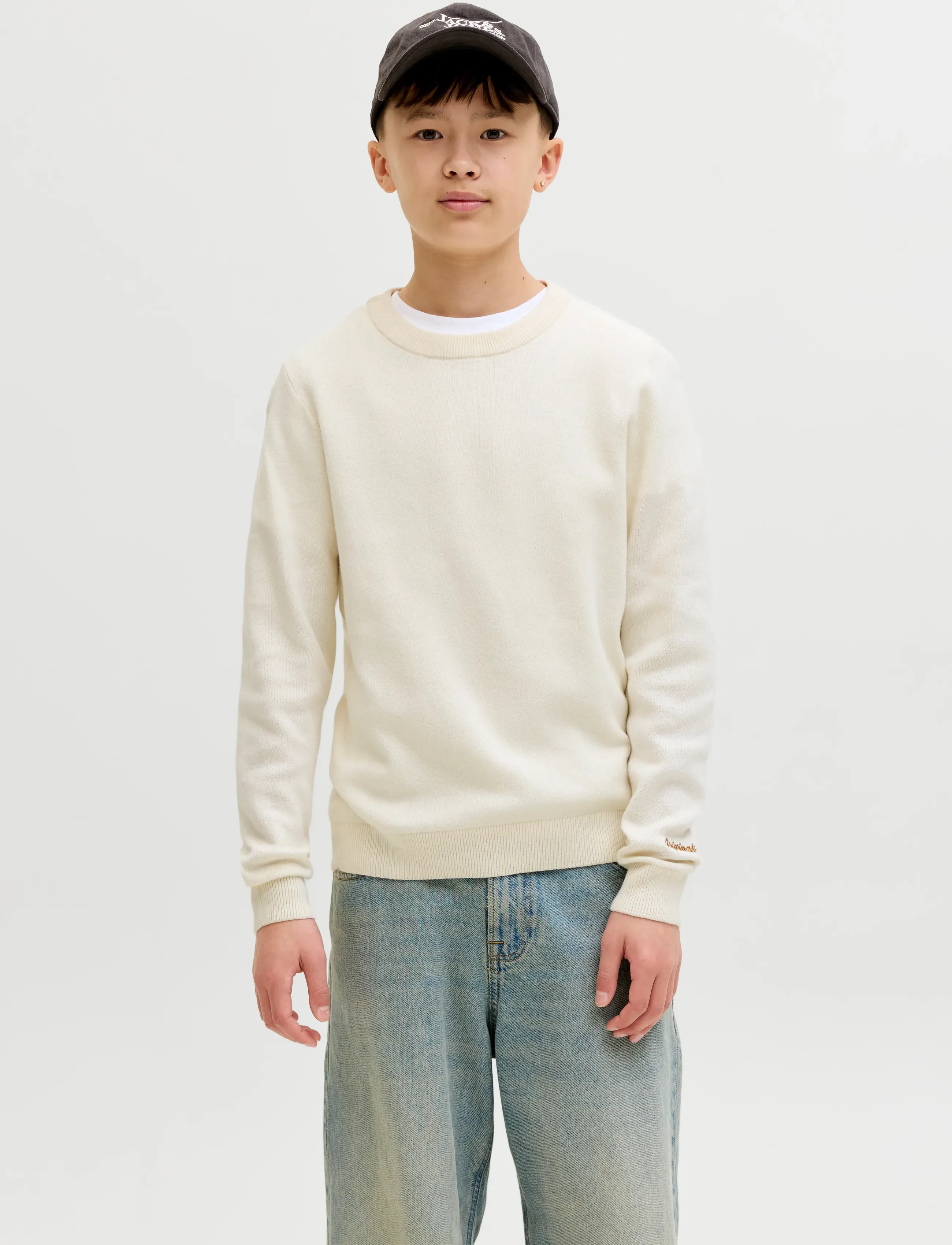 Jack & Jones JORNORREBRO LIGHT KNIT CREW NECK JNR - Stickade tröjor - SEA SALT / cream
