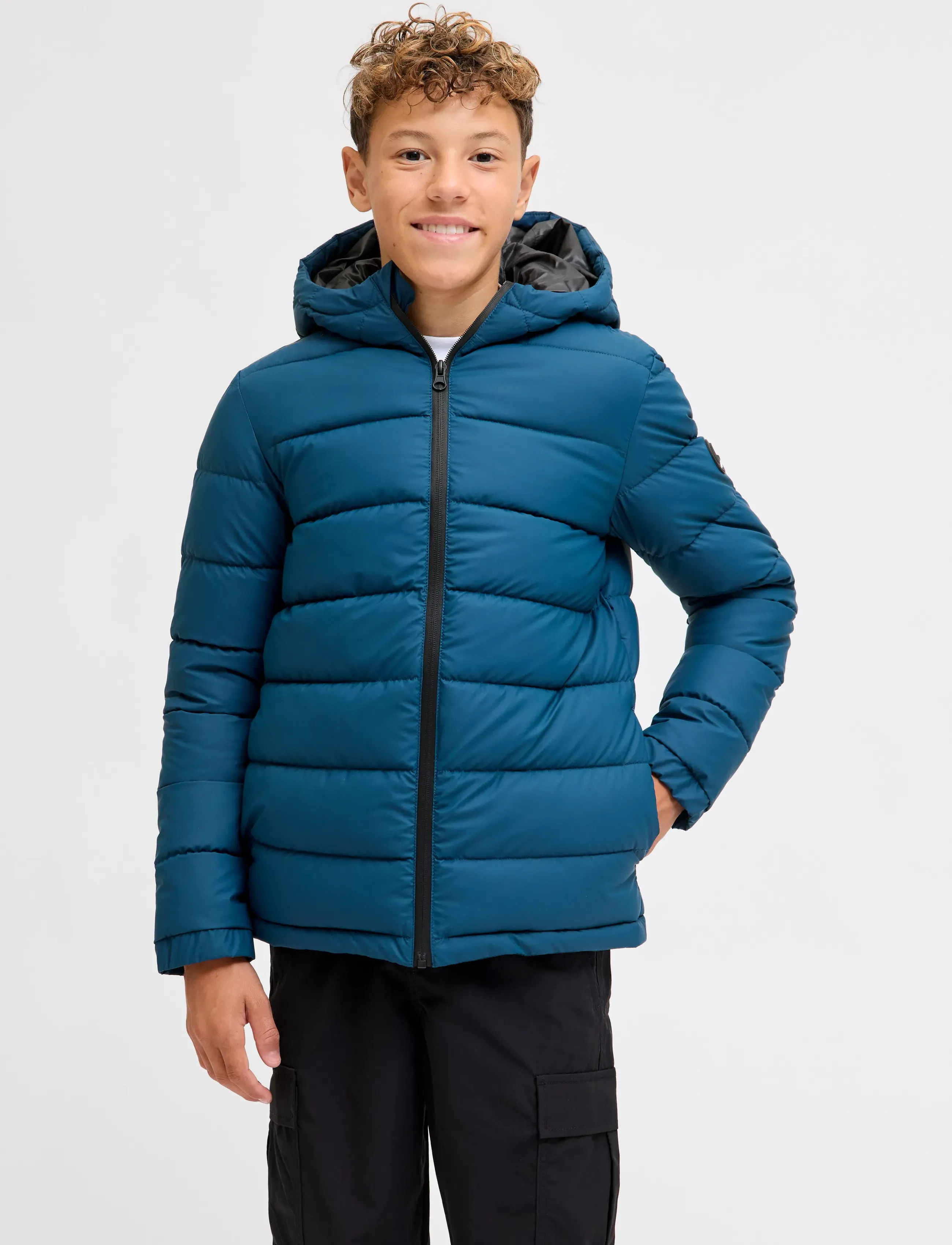 Jack & Jones Jcopoint Pu Puffer Jacket Bf Jnr, 164, Blue, Jakker Og Frakker > Puffer Og Vatterede, Børn