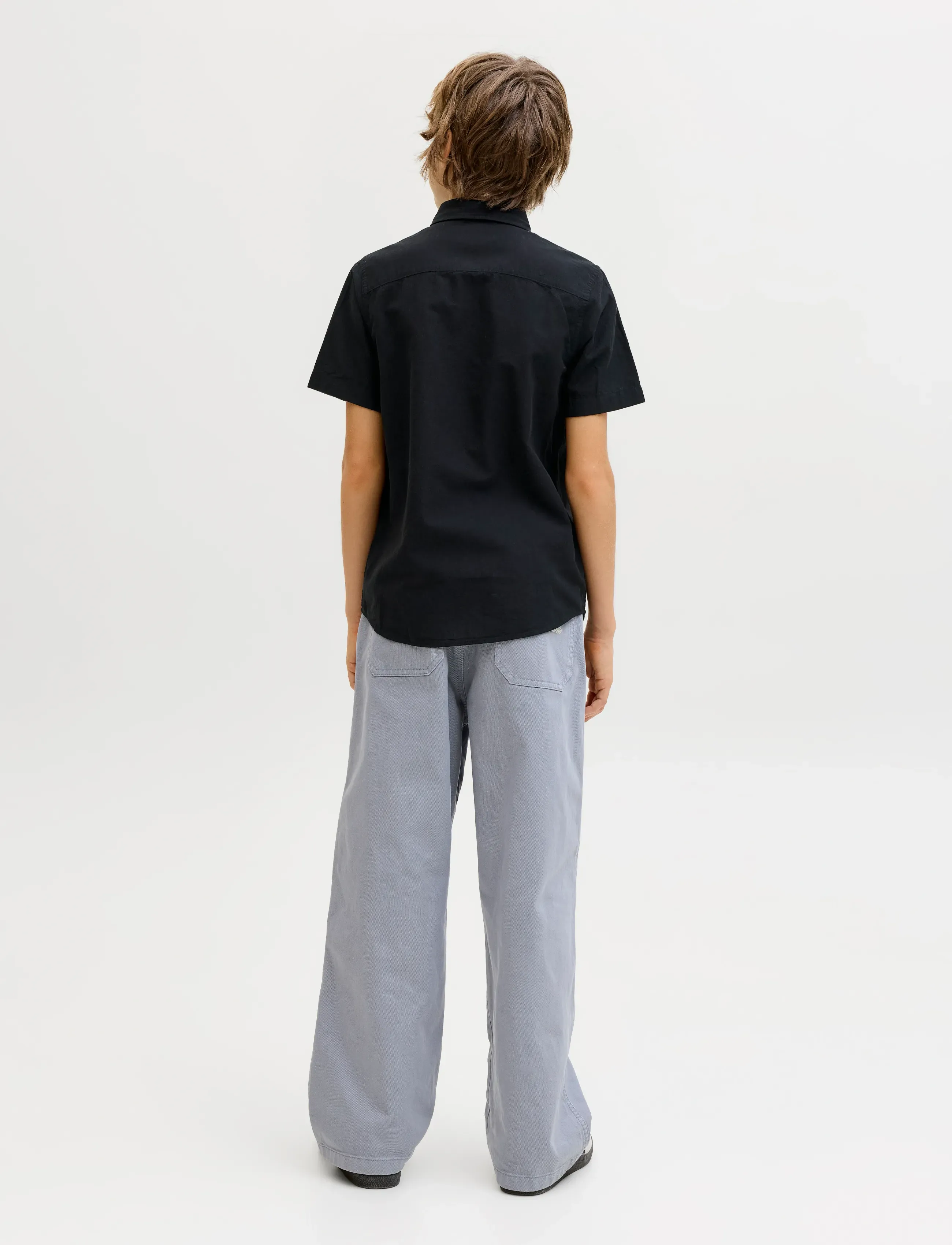 Jack & Jones - JJEBREEZE LINEN BLEND SHIRT S/S SN JNR - kortærmede skjorter - black - 2