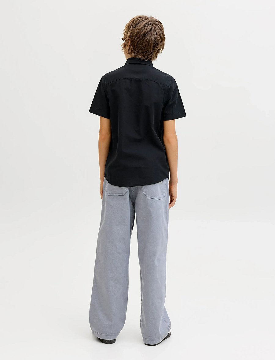 Jack & Jones - JJEBREEZE LINEN BLEND SHIRT S/S SN JNR - kortärmade skjortor - black - 2