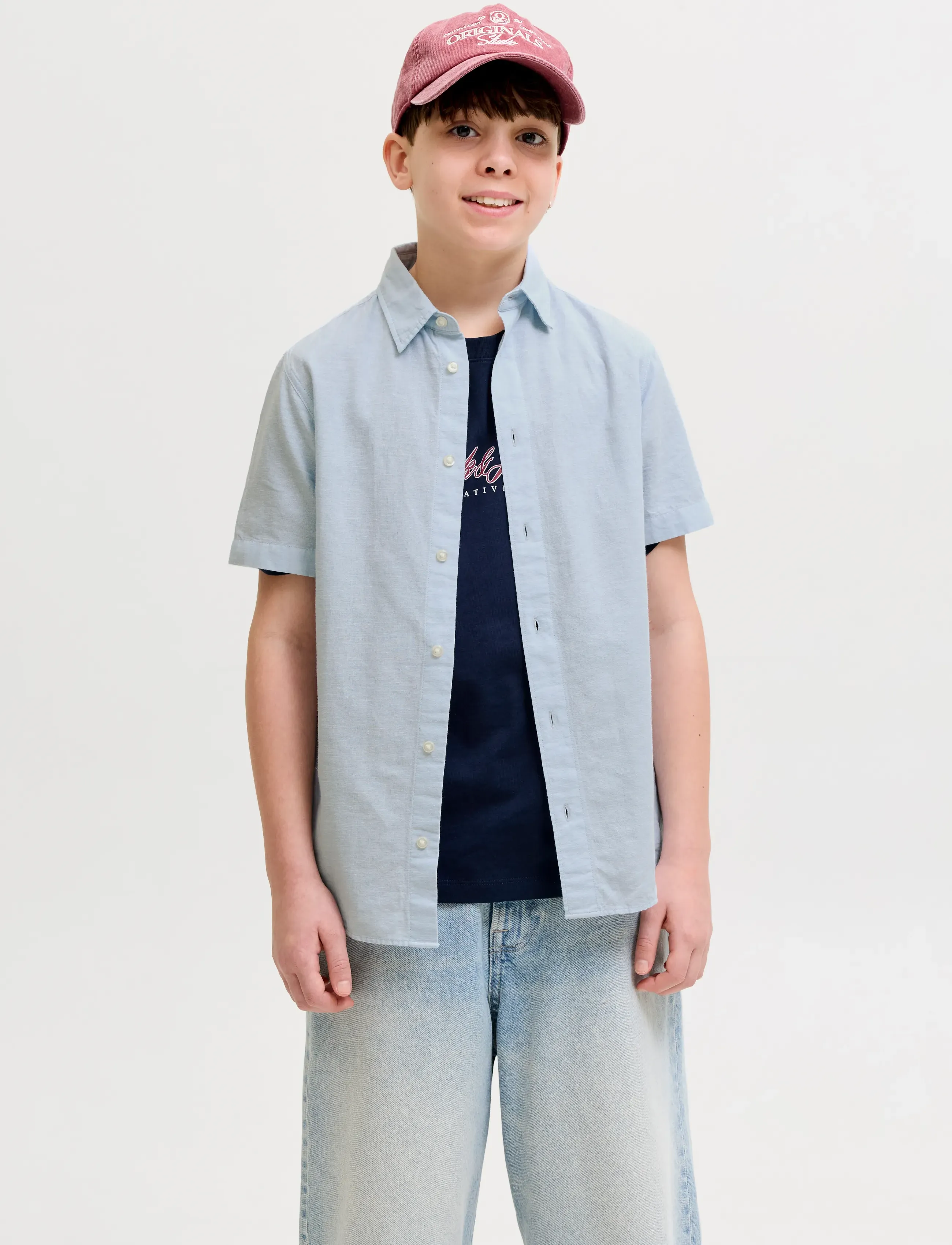 Jack & Jones JJEBREEZE LINEN BLEND SHIRT S/S SN JNR - Skjorter - CELESTIAL BLUE / blue