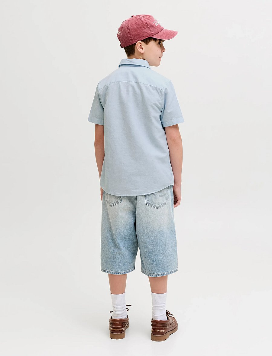 Jack & Jones - JJEBREEZE LINEN BLEND SHIRT S/S SN JNR - kortärmade skjortor - celestial blue - 2