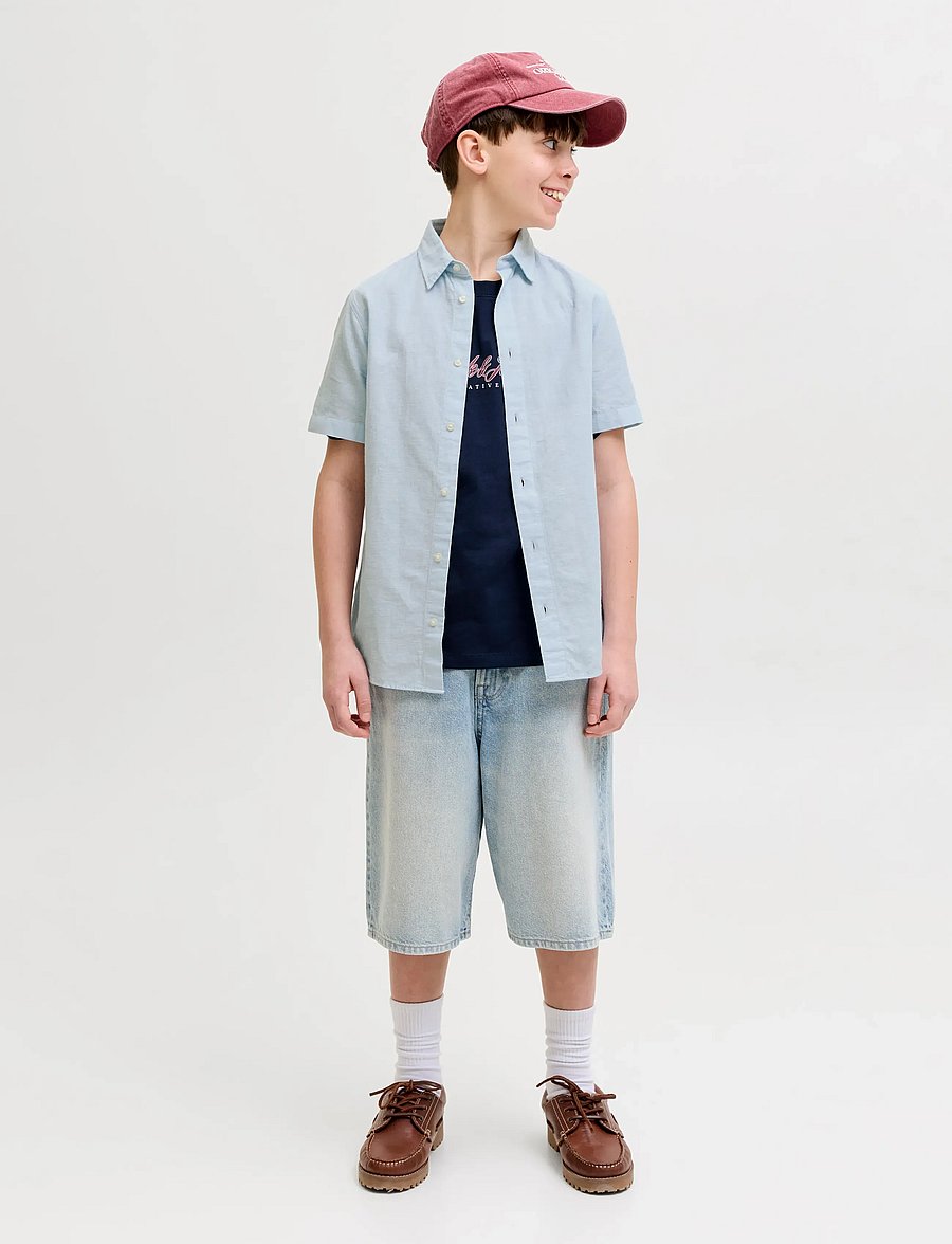 Jack & Jones - JJEBREEZE LINEN BLEND SHIRT S/S SN JNR - kortärmade skjortor - celestial blue - 3