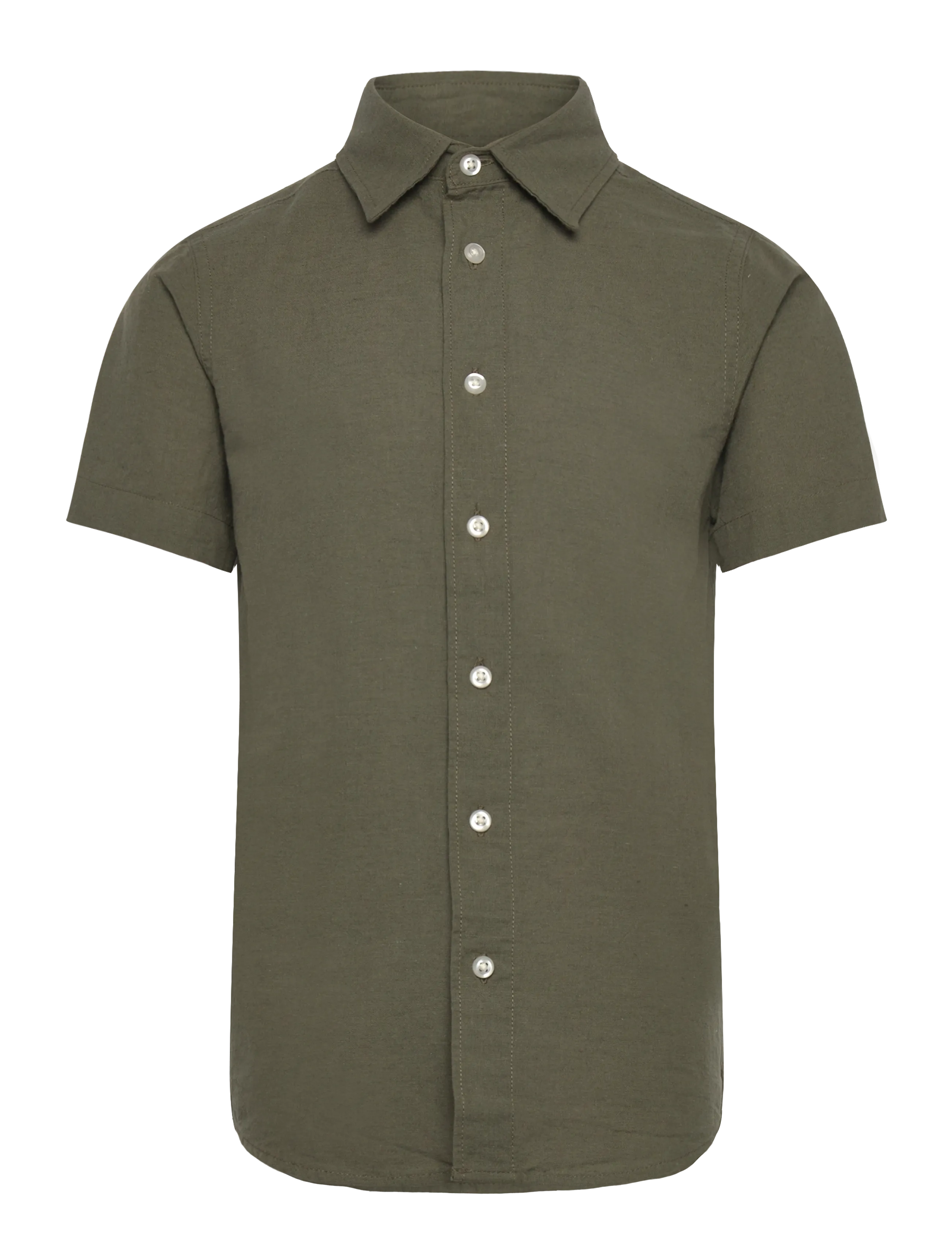 Jack & Jones JJEBREEZE LINEN BLEND SHIRT S/S SN JNR - Basics - DUSTY OLIVE / khaki/green