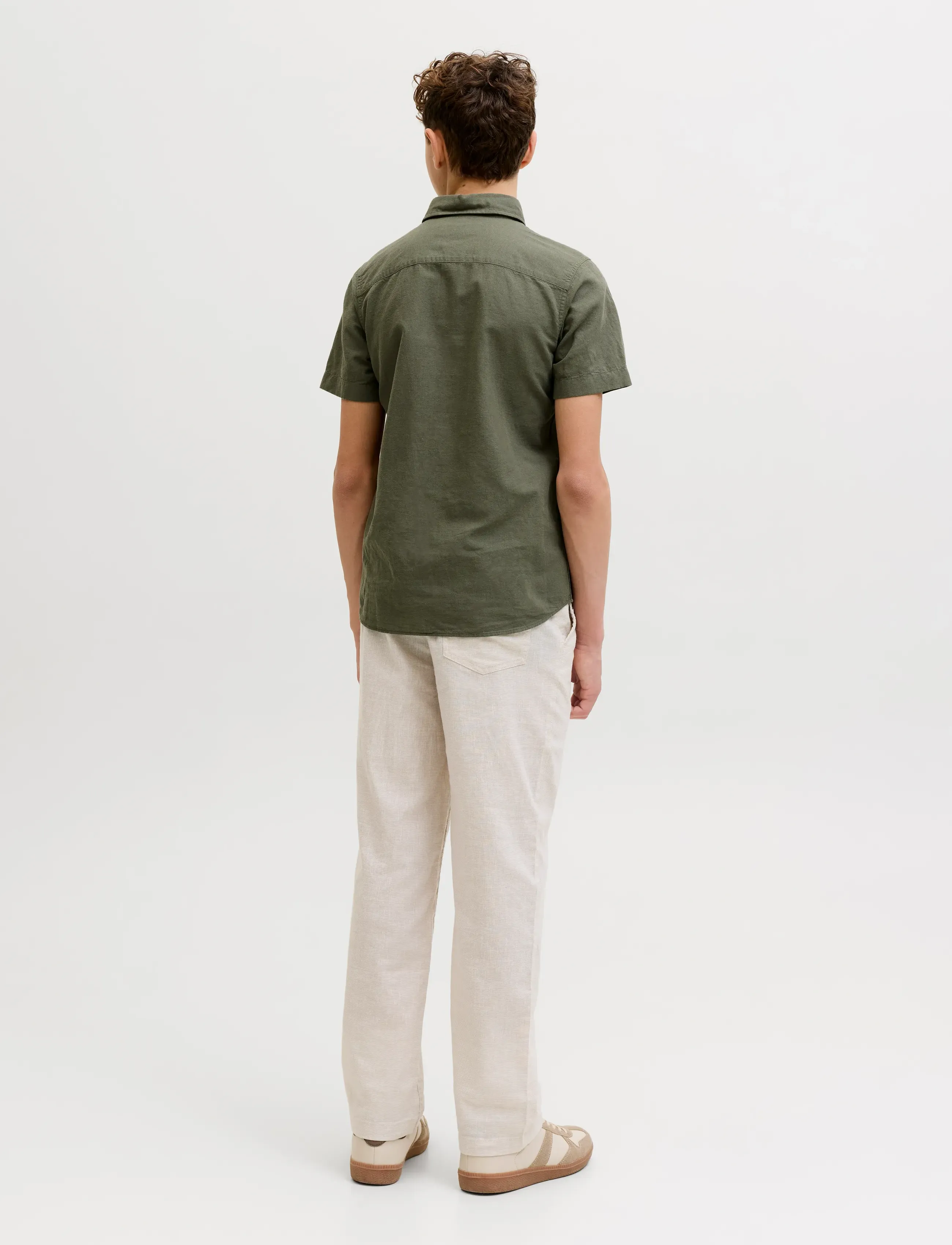Jack & Jones - JJEBREEZE LINEN BLEND SHIRT S/S SN JNR - marškiniai trumpomis rankovėmis - dusty olive - 3