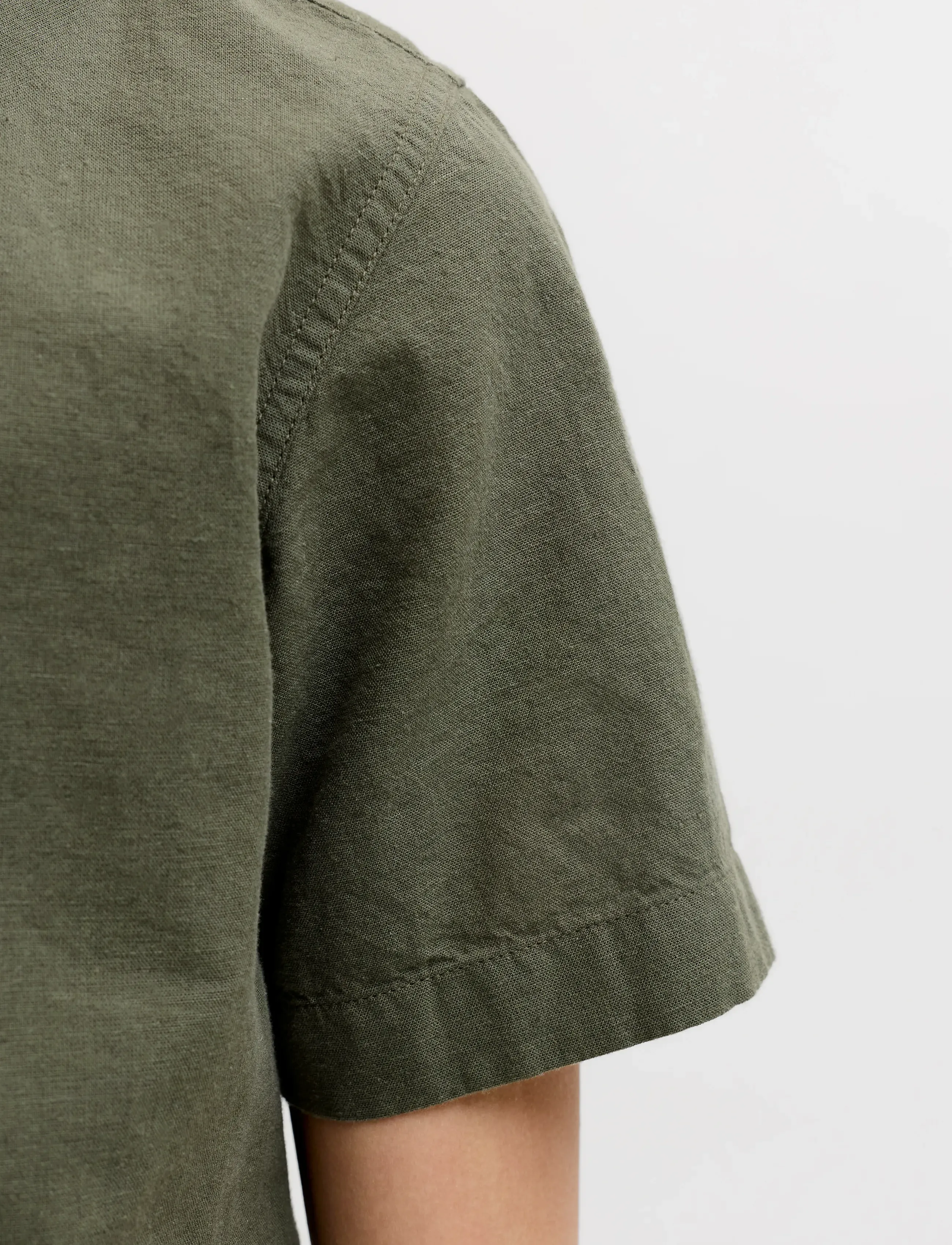 Jack & Jones - JJEBREEZE LINEN BLEND SHIRT S/S SN JNR - marškiniai trumpomis rankovėmis - dusty olive - 5