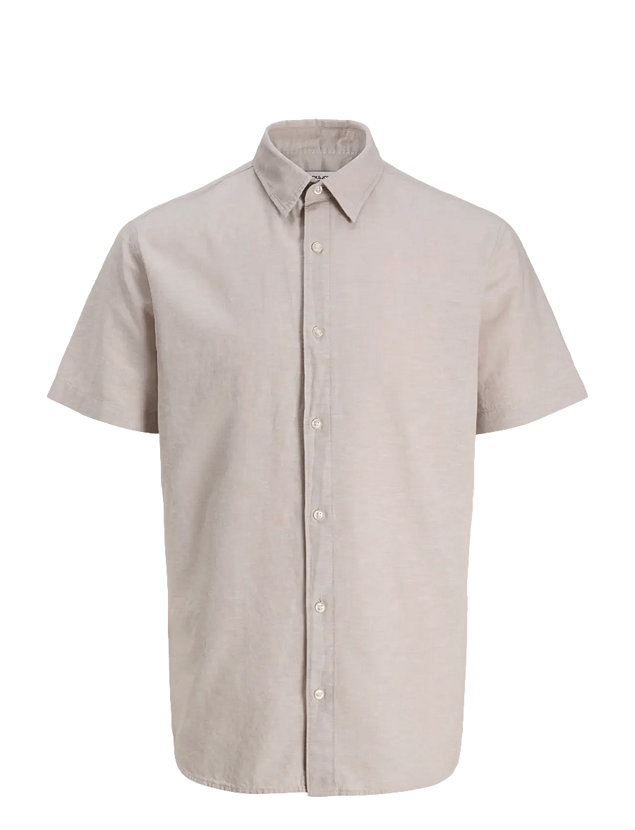 Jack & Jones - JJEBREEZE LINEN BLEND SHIRT S/S SN JNR - kortärmade skjortor - string - 1