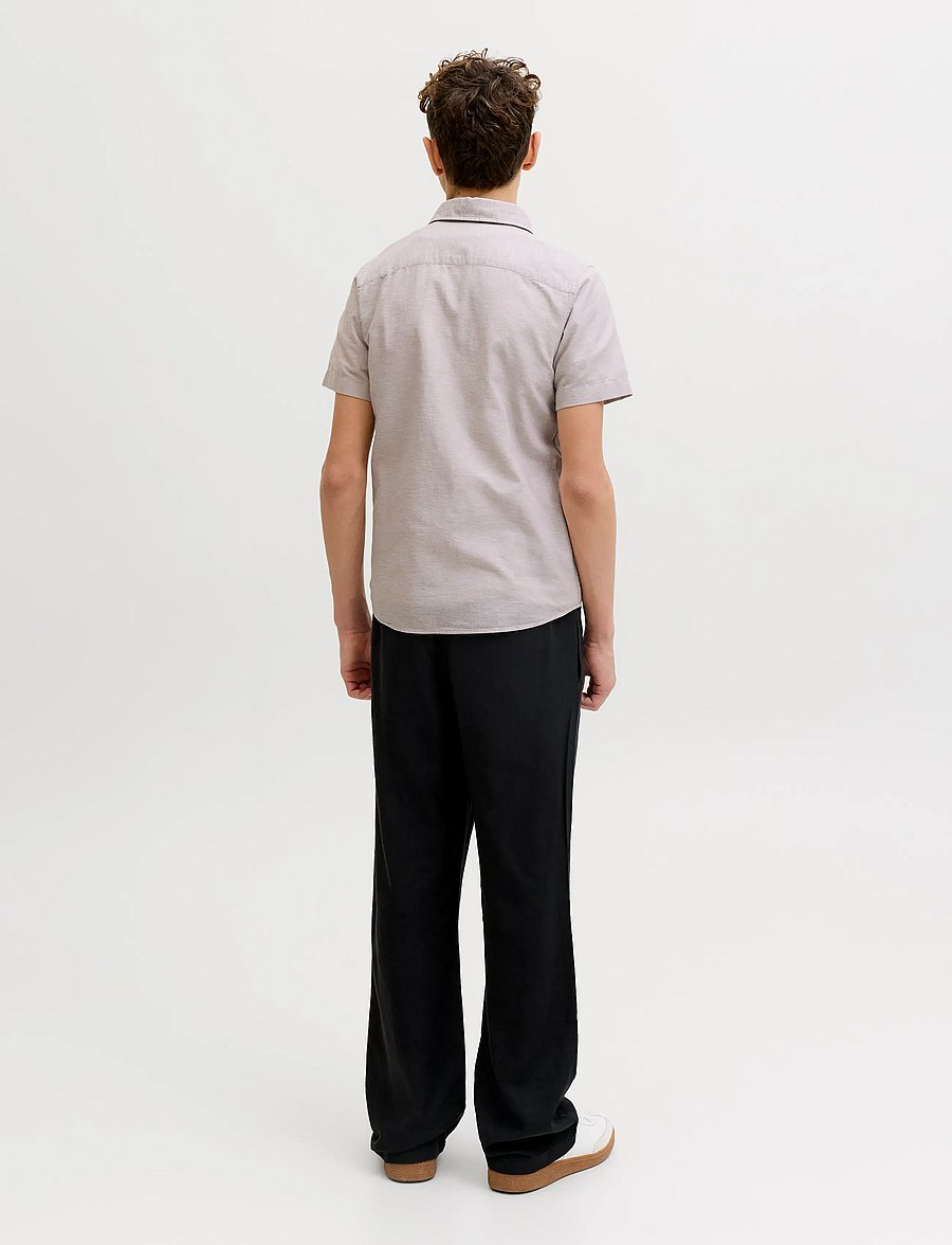 Jack & Jones - JJEBREEZE LINEN BLEND SHIRT S/S SN JNR - kortärmade skjortor - string - 3