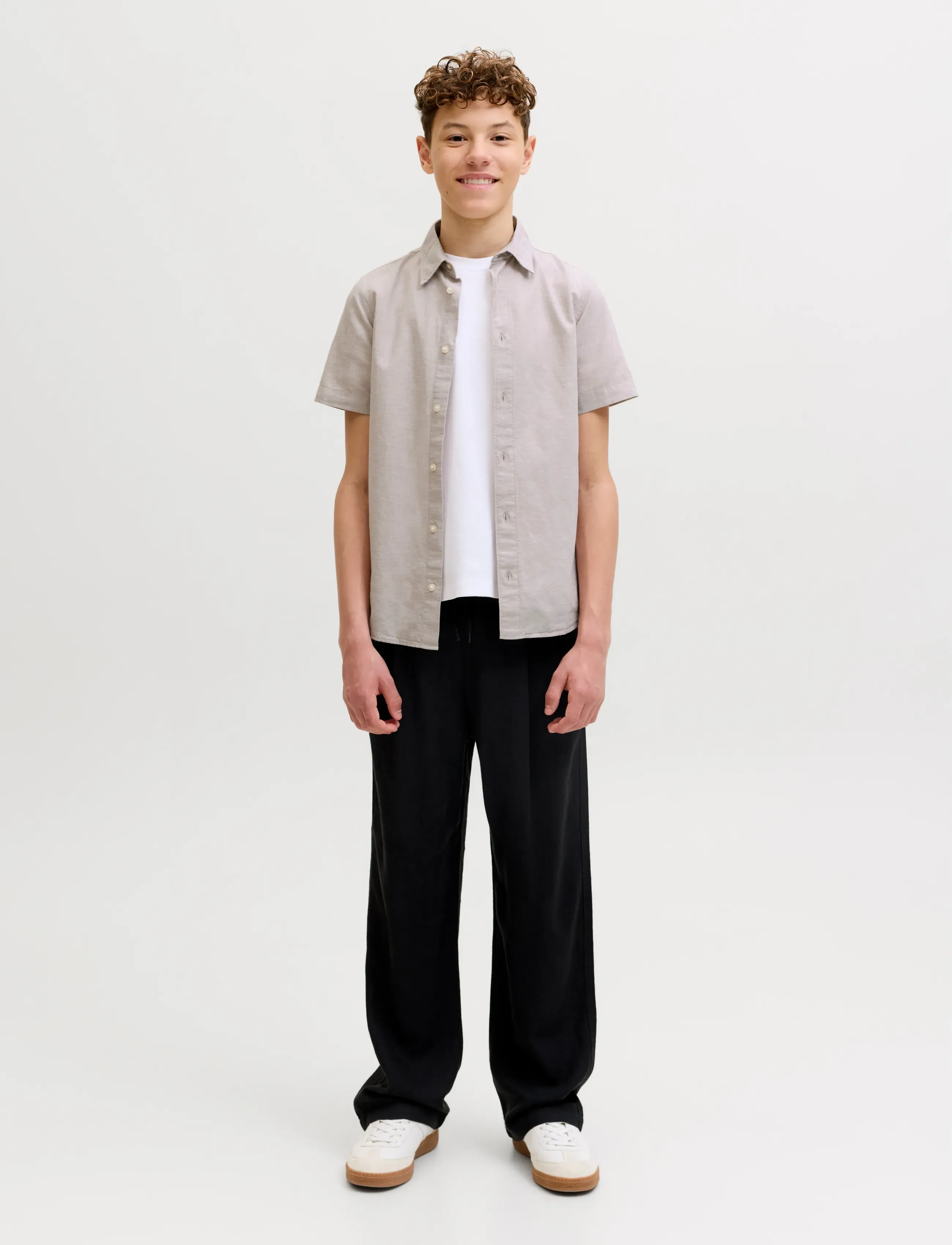 Jack & Jones - JJEBREEZE LINEN BLEND SHIRT S/S SN JNR - kortærmede skjorter - string - 4