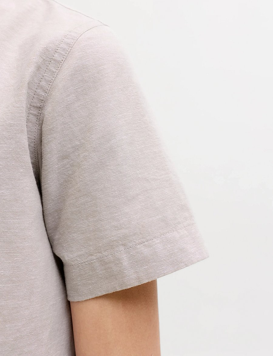 Jack & Jones - JJEBREEZE LINEN BLEND SHIRT S/S SN JNR - kortärmade skjortor - string - 5