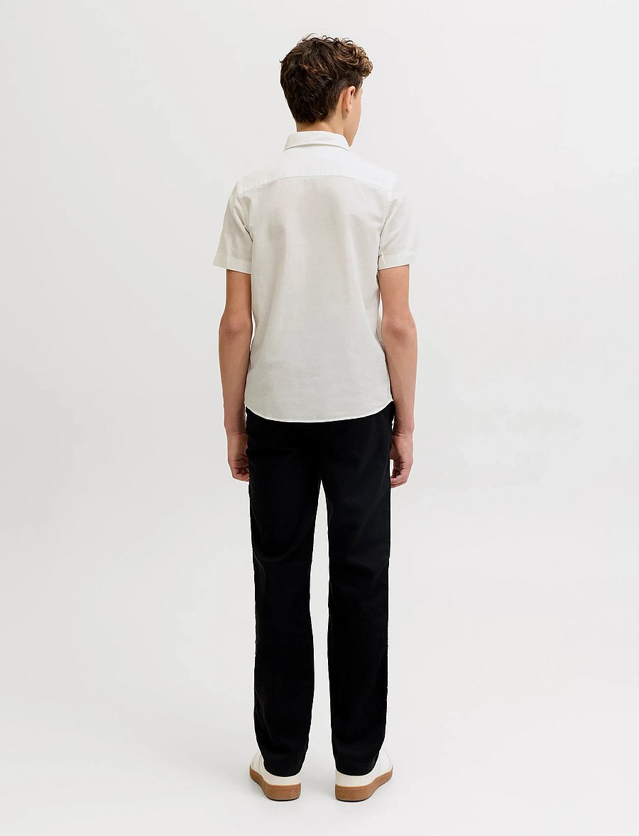 Jack & Jones - JJEBREEZE LINEN BLEND SHIRT S/S SN JNR - kortärmade skjortor - white - 2