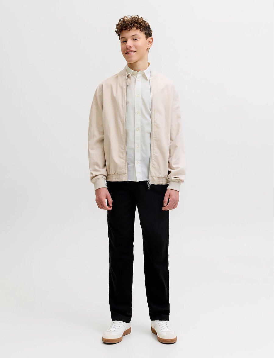 Jack & Jones - JJEBREEZE LINEN BLEND SHIRT S/S SN JNR - kortärmade skjortor - white - 3