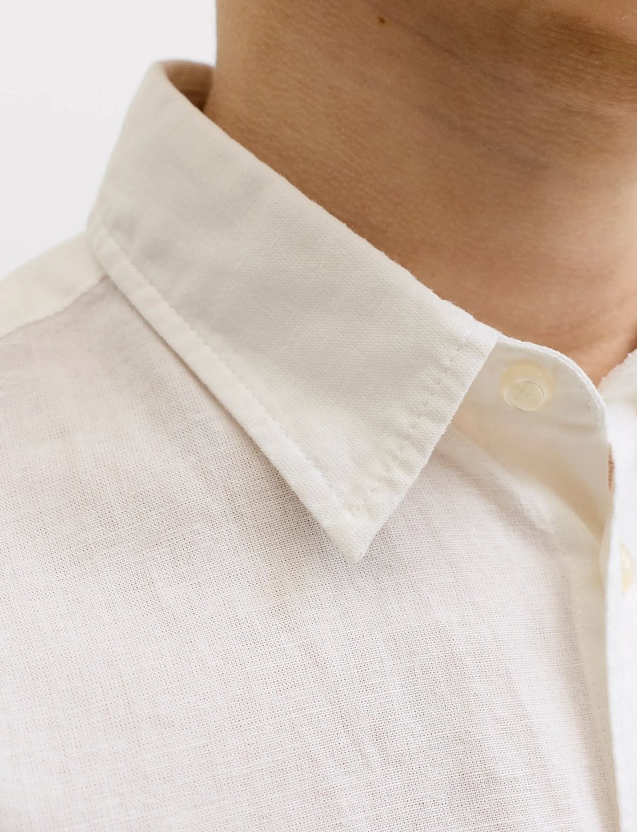 Jack & Jones - JJEBREEZE LINEN BLEND SHIRT S/S SN JNR - kortärmade skjortor - white - 4
