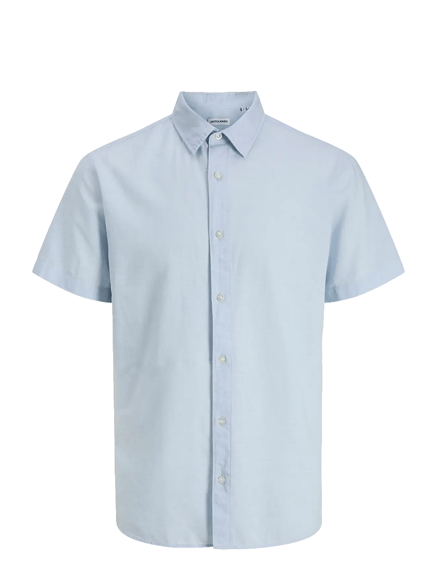 Jack & Jones - JJEBREEZE LINEN BLEND SHIRT S/S SN MNI - kortärmade skjortor - celestial blue - 0