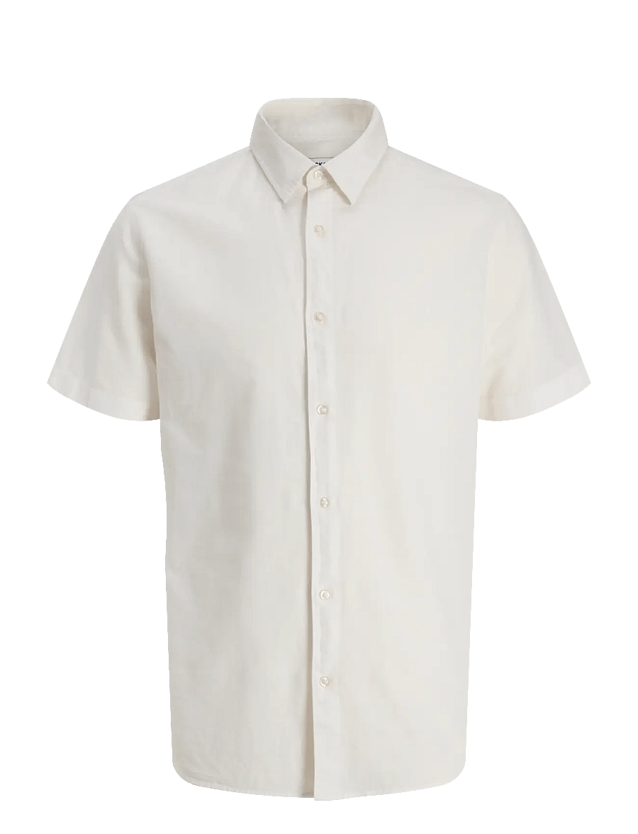 Jack & Jones - JJEBREEZE LINEN BLEND SHIRT S/S SN MNI - kurzärmlige hemden - white - 0