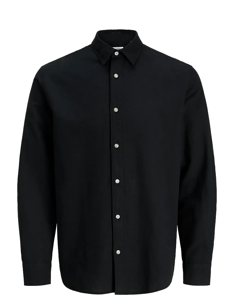 Jack & Jones - JJEBREEZE LINEN BLEND SHIRT L/S SN JNR - langærmede skjorter - black - 1