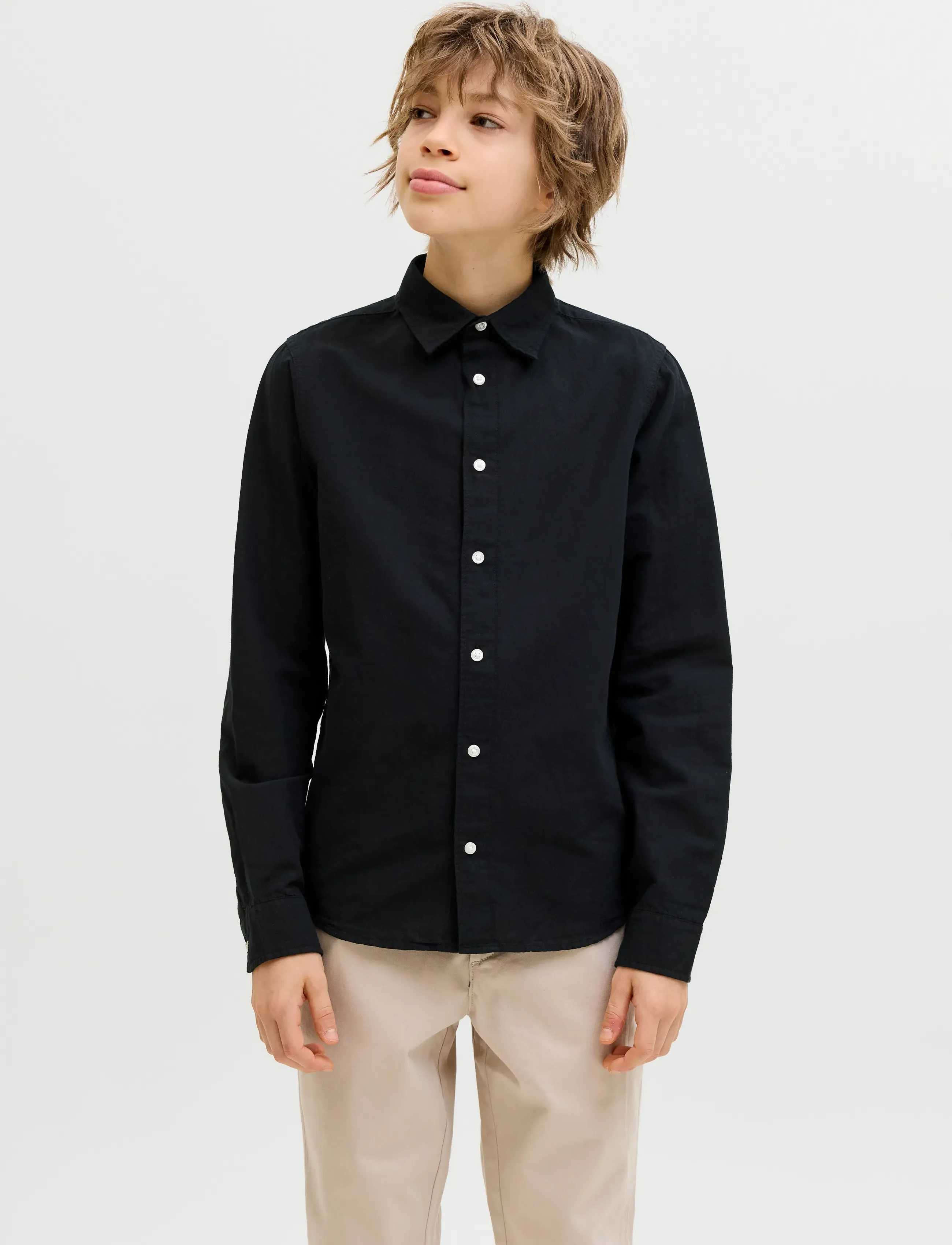 Jack & Jones JJEBREEZE LINEN BLEND SHIRT L/S SN JNR - Langærmede skjorter - BLACK / black