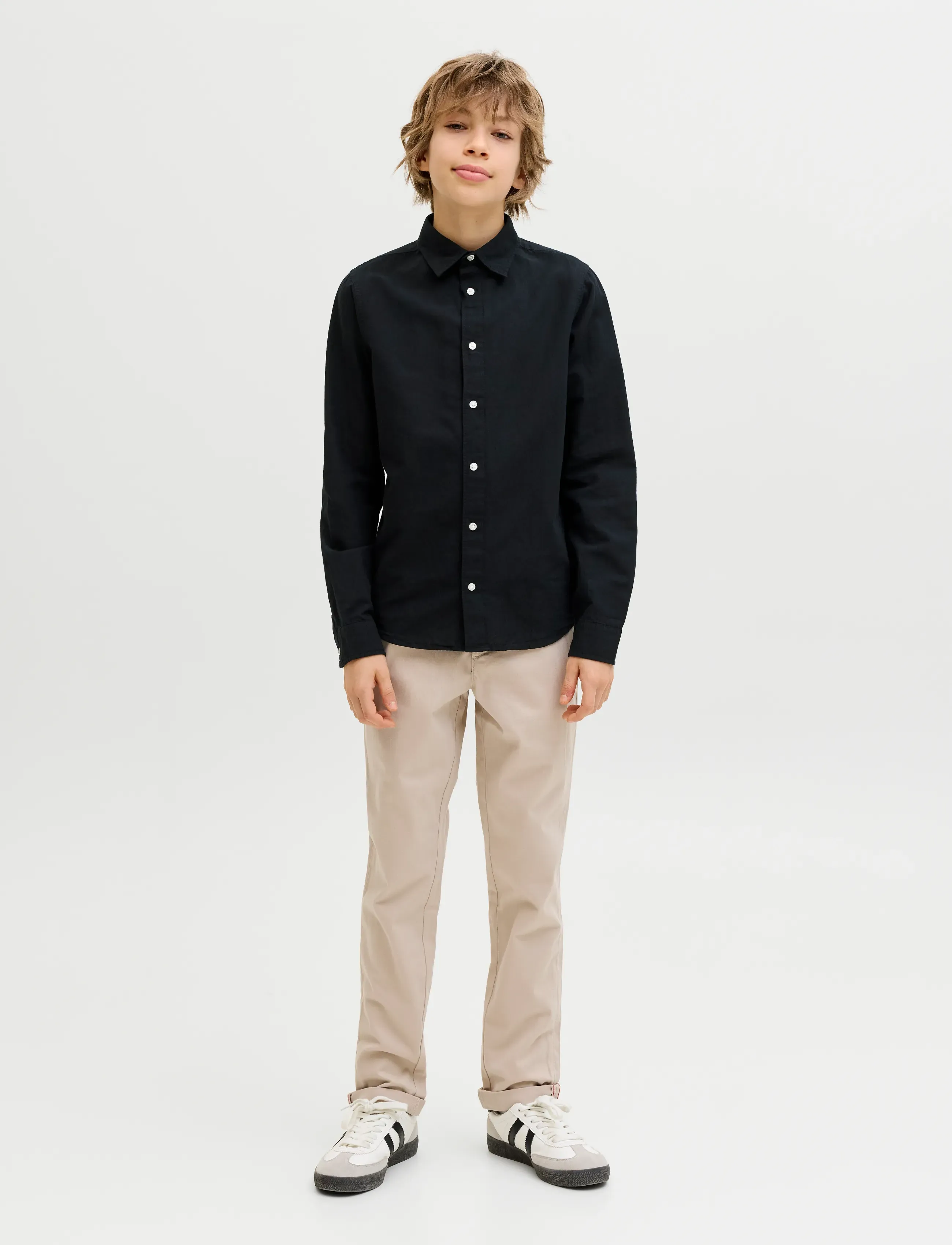 Jack & Jones - JJEBREEZE LINEN BLEND SHIRT L/S SN JNR - langermede skjorter - black - 3