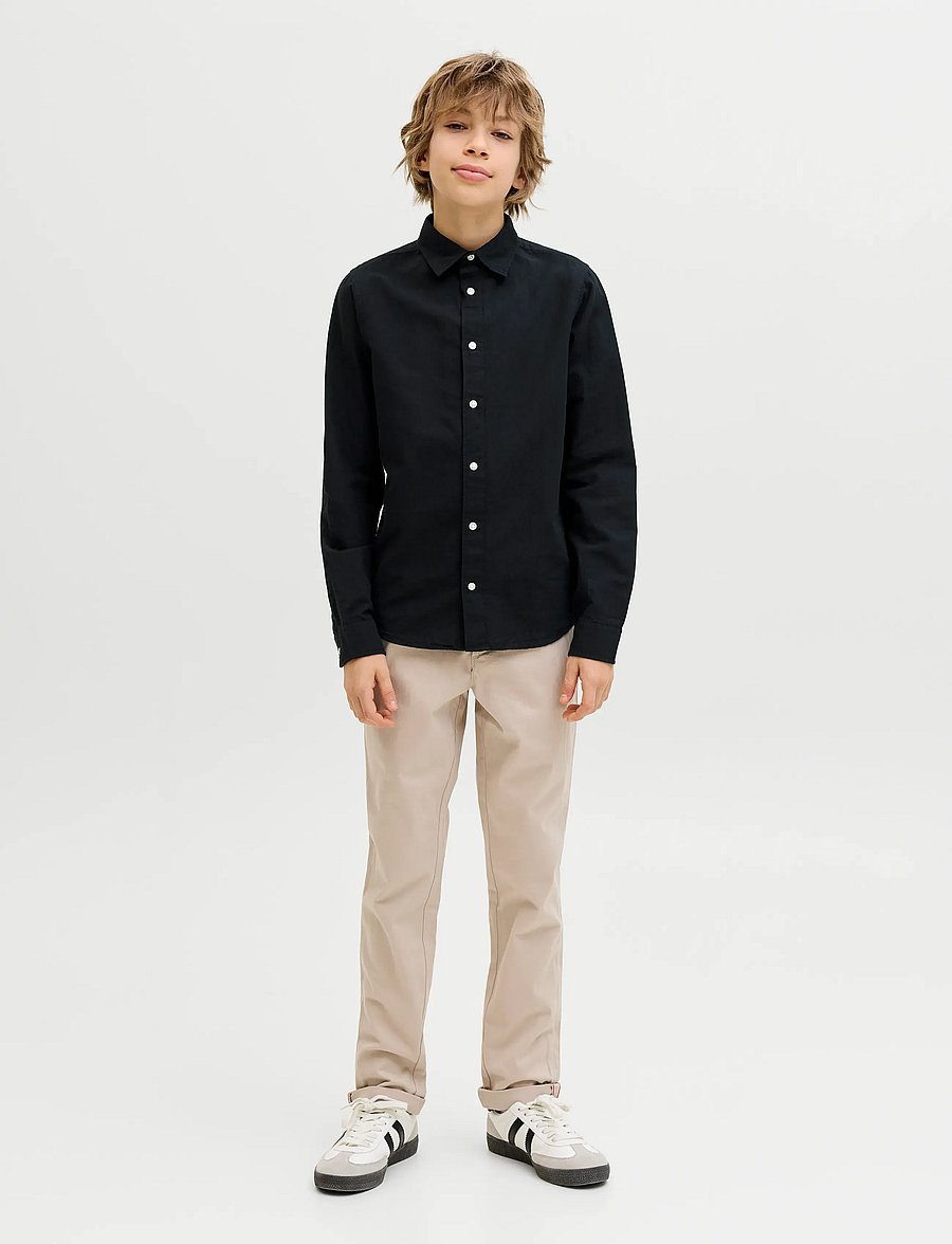 Jack & Jones - JJEBREEZE LINEN BLEND SHIRT L/S SN JNR - langermede skjorter - black - 3