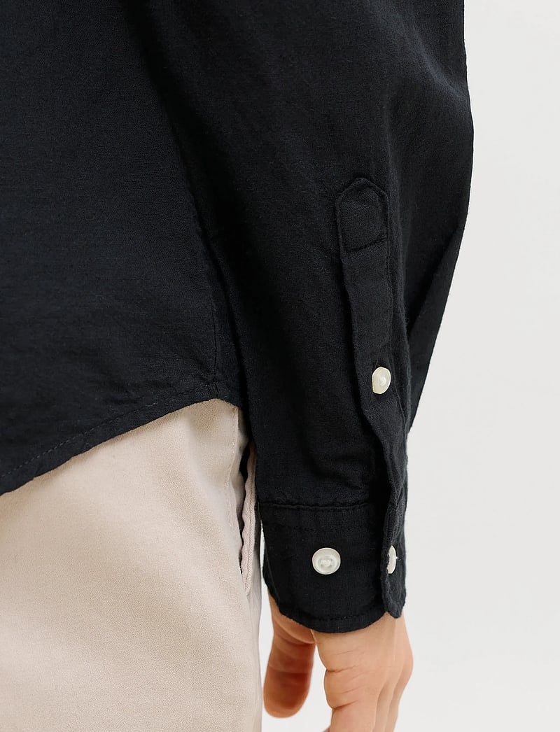 Jack & Jones - JJEBREEZE LINEN BLEND SHIRT L/S SN JNR - langærmede skjorter - black - 4