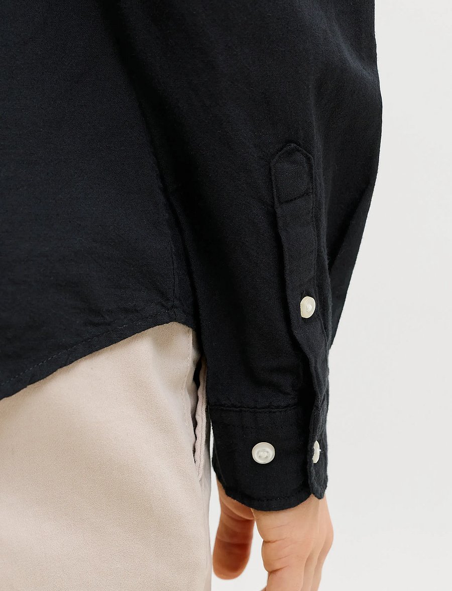 Jack & Jones - JJEBREEZE LINEN BLEND SHIRT L/S SN JNR - langermede skjorter - black - 4