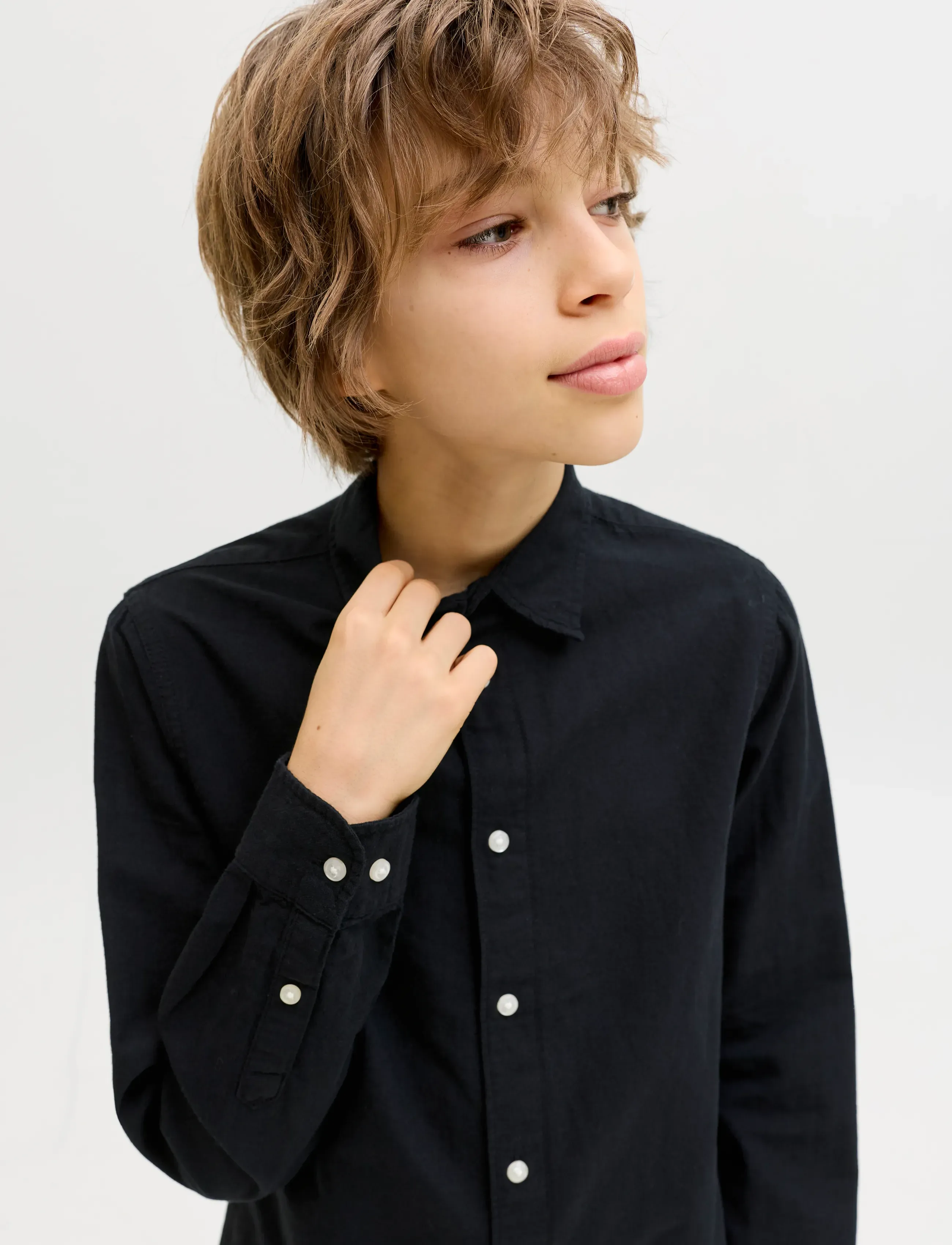 Jack & Jones - JJEBREEZE LINEN BLEND SHIRT L/S SN JNR - langermede skjorter - black - 5