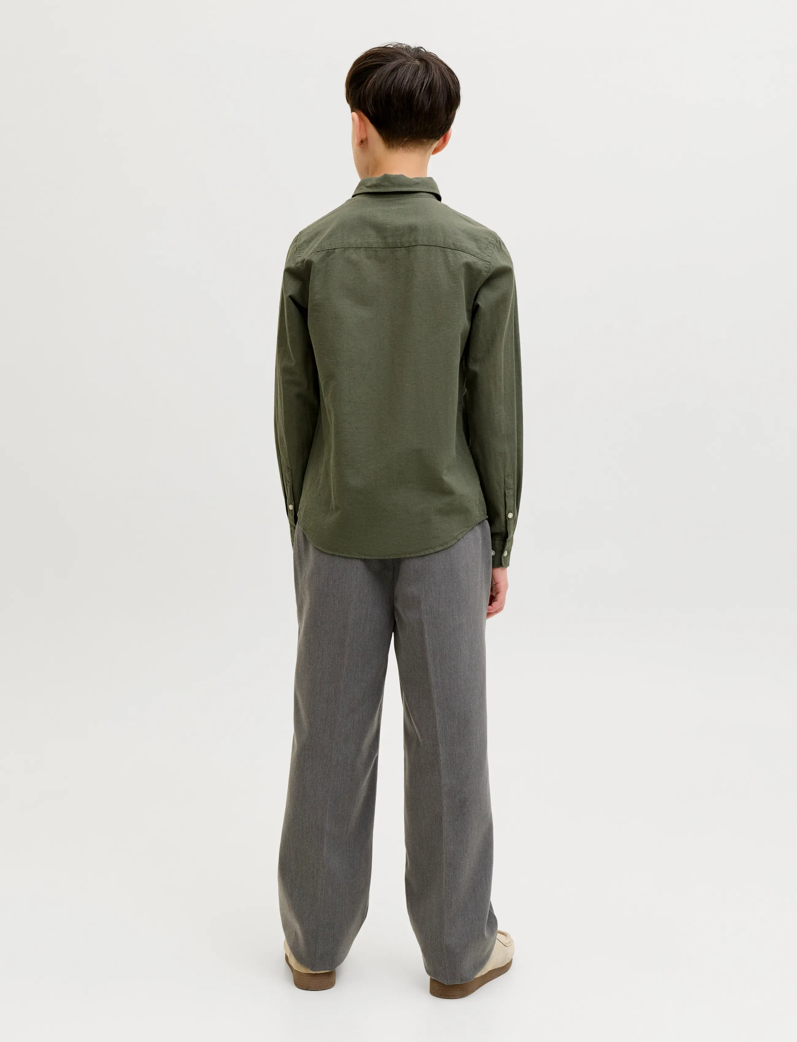 Jack & Jones - JJEBREEZE LINEN BLEND SHIRT L/S SN JNR - långärmade skjortor - dusty olive - 2