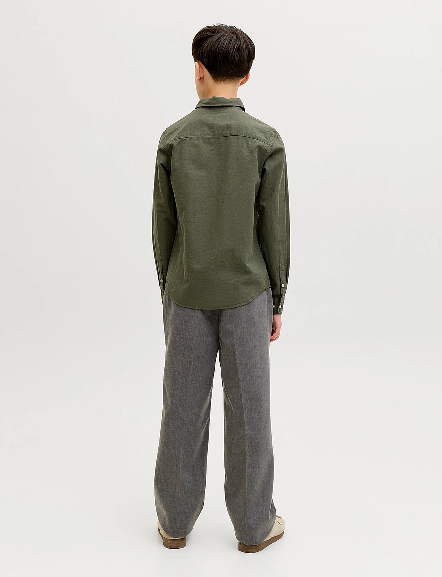 Jack & Jones - JJEBREEZE LINEN BLEND SHIRT L/S SN JNR - långärmade skjortor - dusty olive - 2