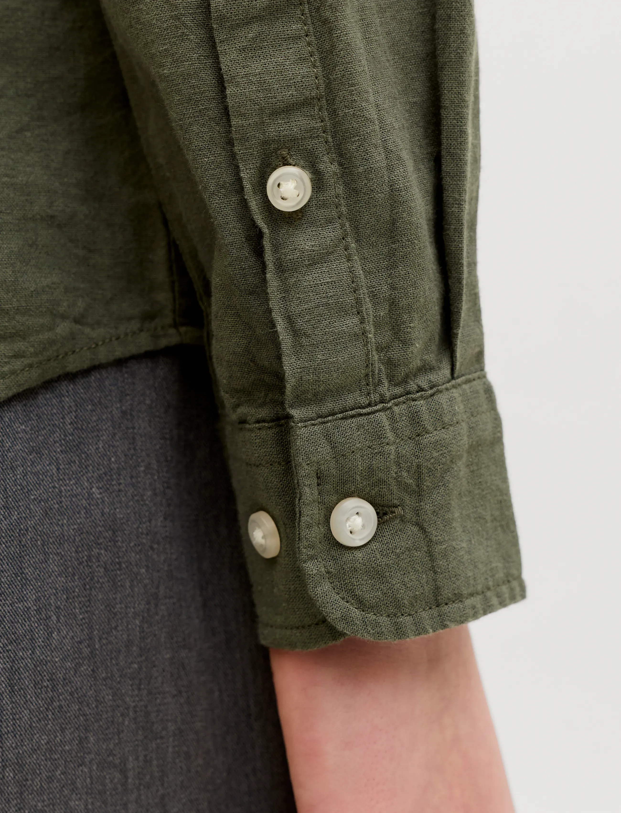 Jack & Jones - JJEBREEZE LINEN BLEND SHIRT L/S SN JNR - långärmade skjortor - dusty olive - 5