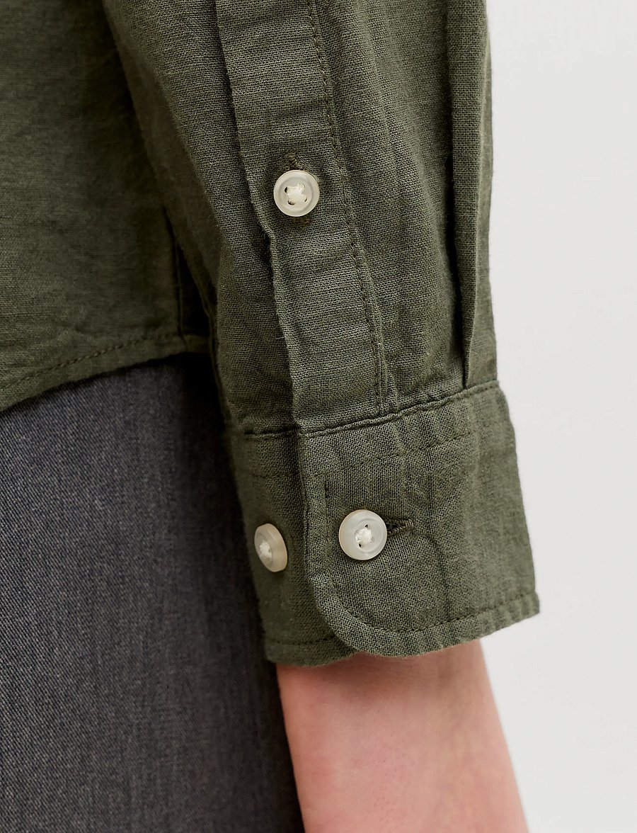 Jack & Jones - JJEBREEZE LINEN BLEND SHIRT L/S SN JNR - långärmade skjortor - dusty olive - 5