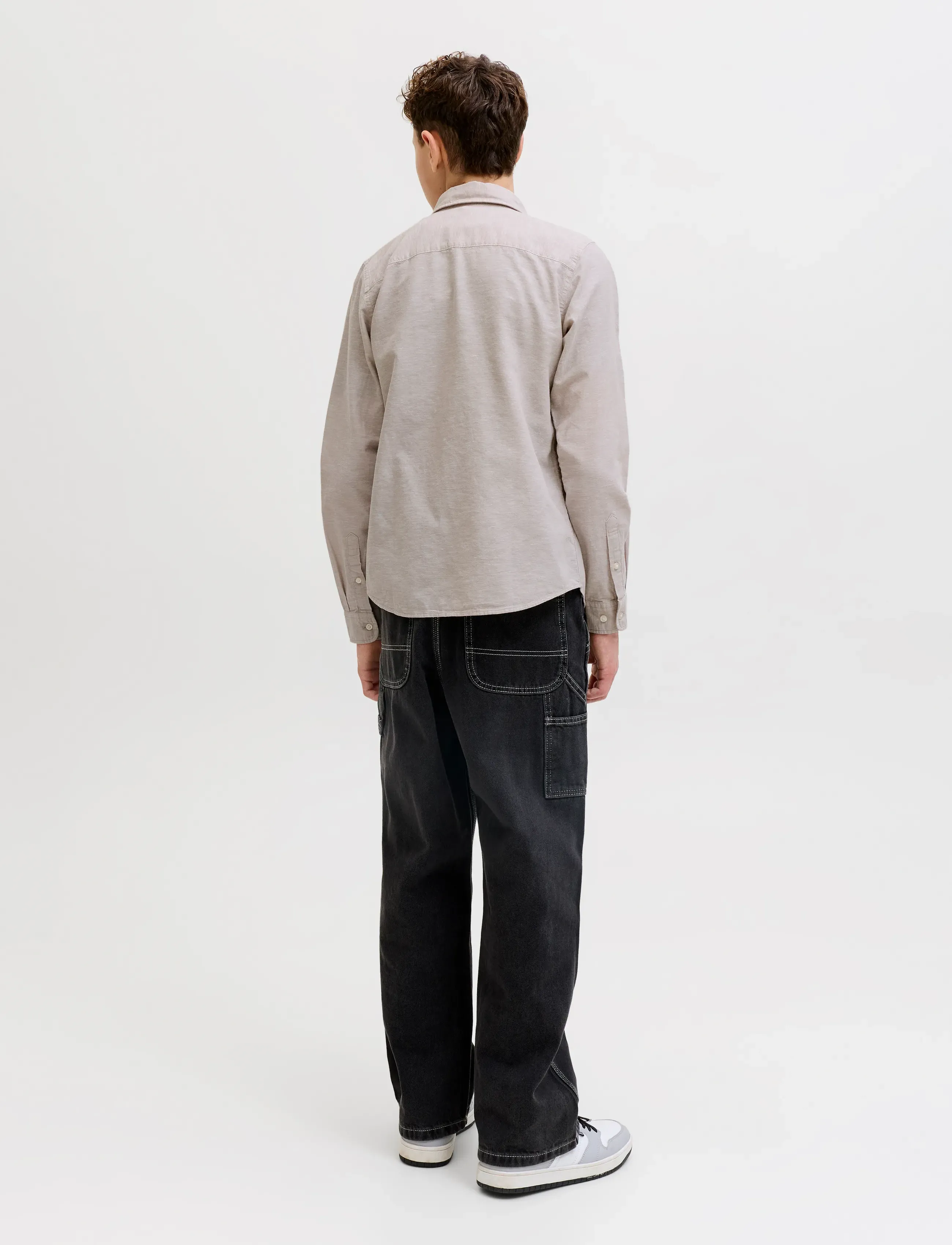 Jack & Jones - JJEBREEZE LINEN BLEND SHIRT L/S SN JNR - langærmede skjorter - string - 3