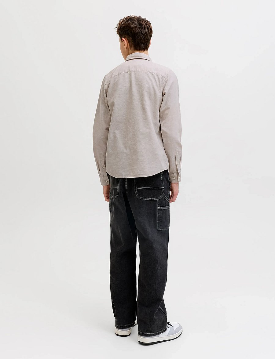 Jack & Jones - JJEBREEZE LINEN BLEND SHIRT L/S SN JNR - langærmede skjorter - string - 3