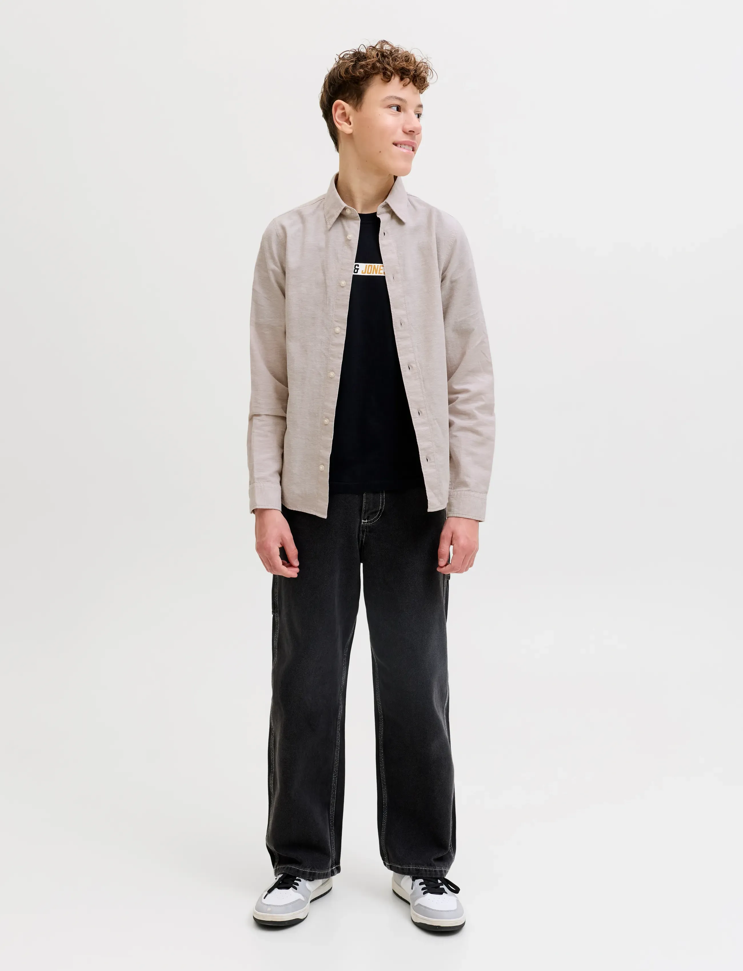 Jack & Jones - JJEBREEZE LINEN BLEND SHIRT L/S SN JNR - langærmede skjorter - string - 4