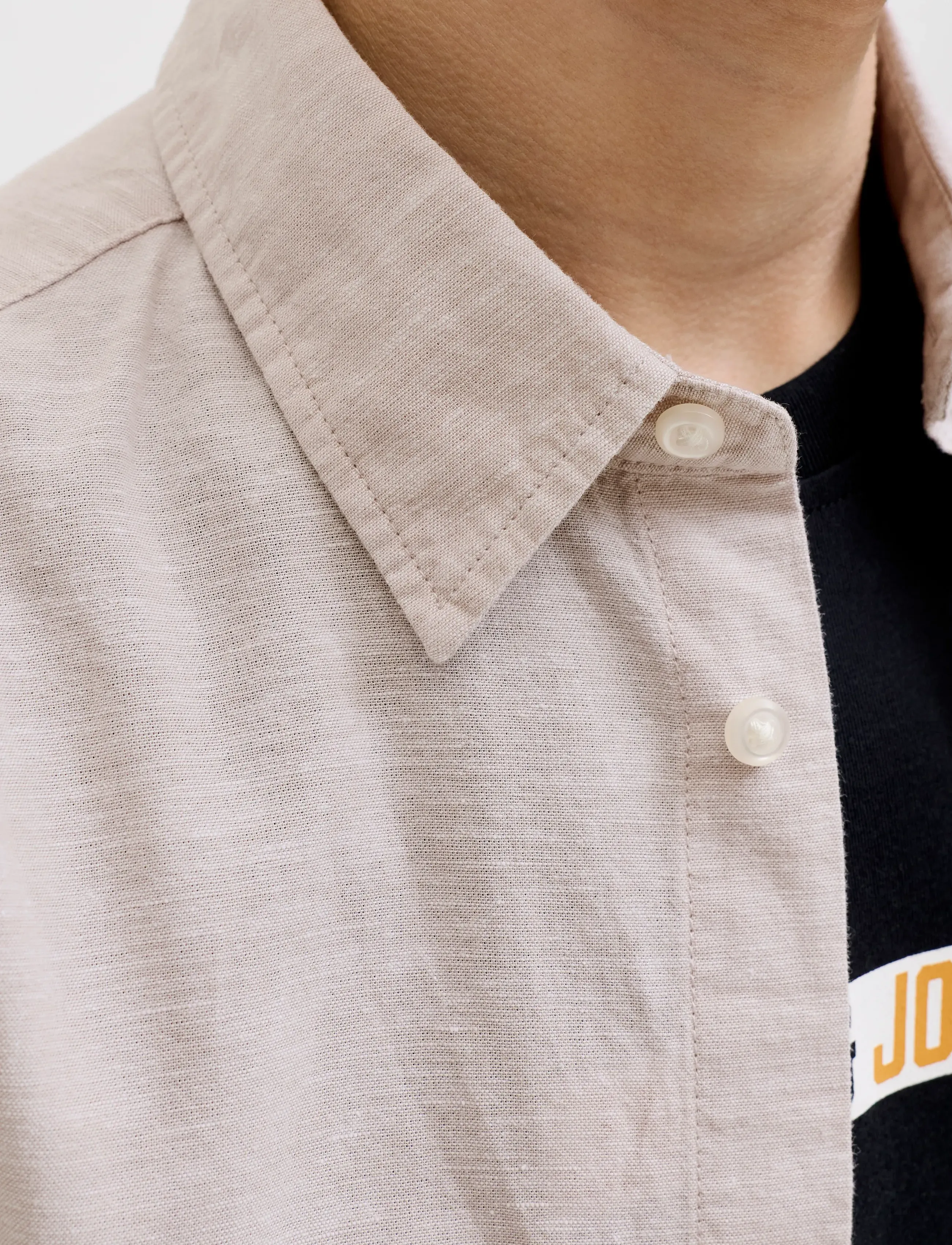 Jack & Jones - JJEBREEZE LINEN BLEND SHIRT L/S SN JNR - langærmede skjorter - string - 5