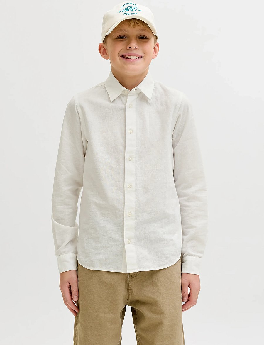 Jack & Jones - JJEBREEZE LINEN BLEND SHIRT L/S SN JNR - chemises à manches longues - white - 0
