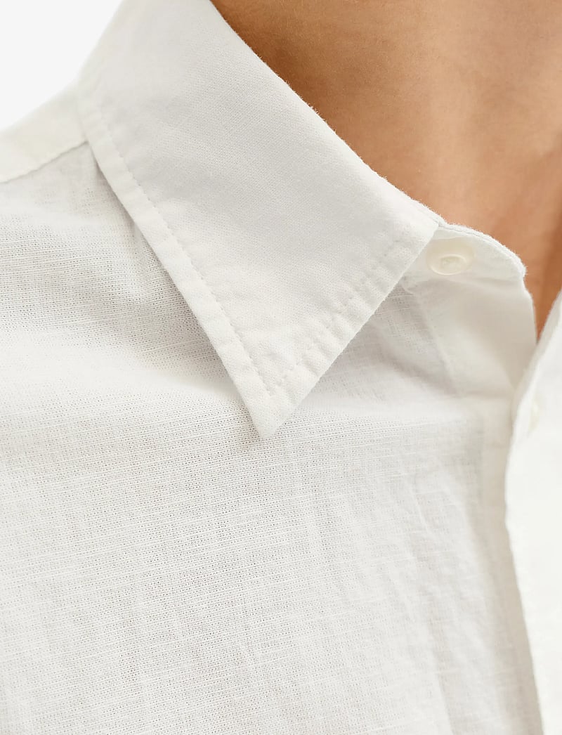 Jack & Jones - JJEBREEZE LINEN BLEND SHIRT L/S SN JNR - långärmade skjortor - white - 4