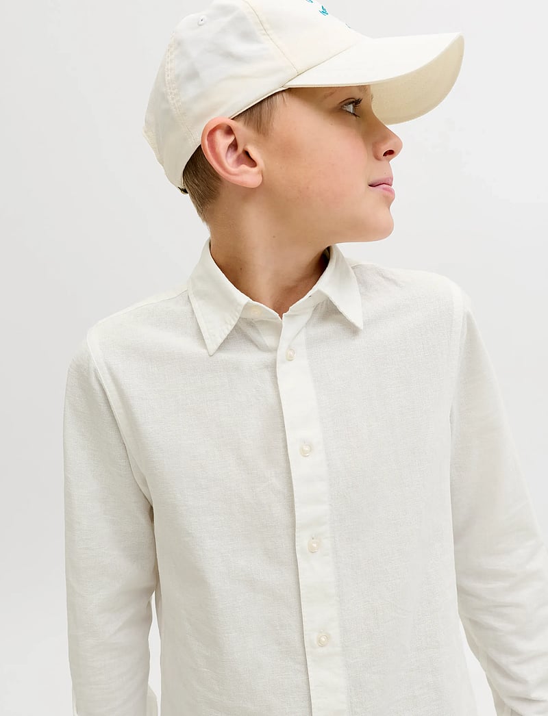 Jack & Jones - JJEBREEZE LINEN BLEND SHIRT L/S SN JNR - långärmade skjortor - white - 5