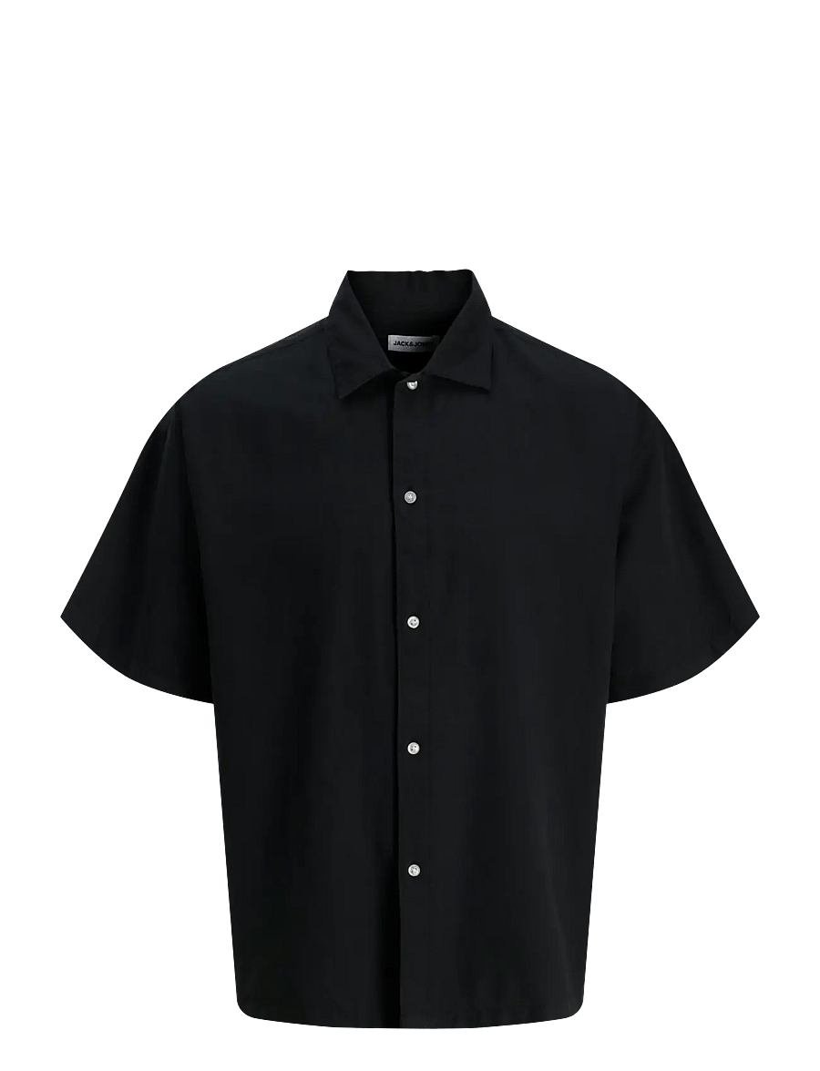 Jack & Jones - JJEBREEZE LINEN BLEND OVERSIZE SHIRT JNR - krekli ar īsām piedurknēm - black - 1