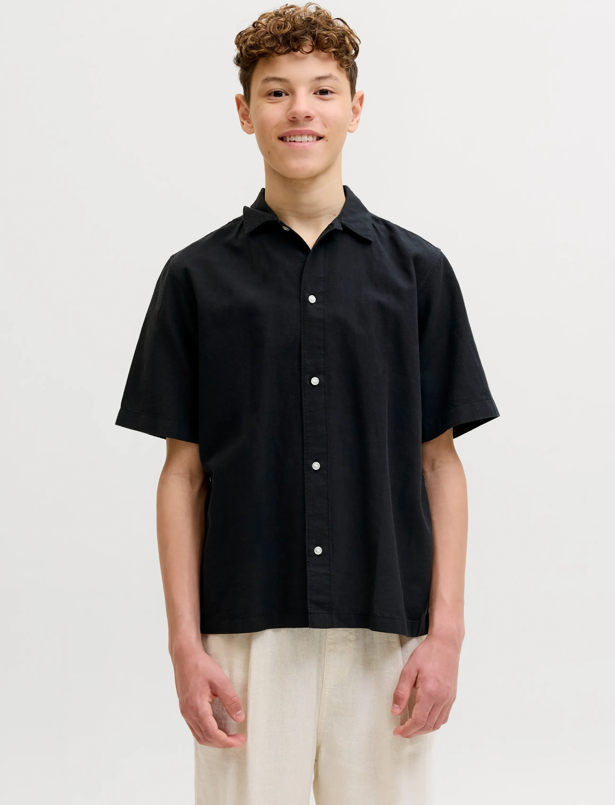 Jack & Jones JJEBREEZE LINEN BLEND OVERSIZE SHIRT JNR - Chemises - BLACK / black