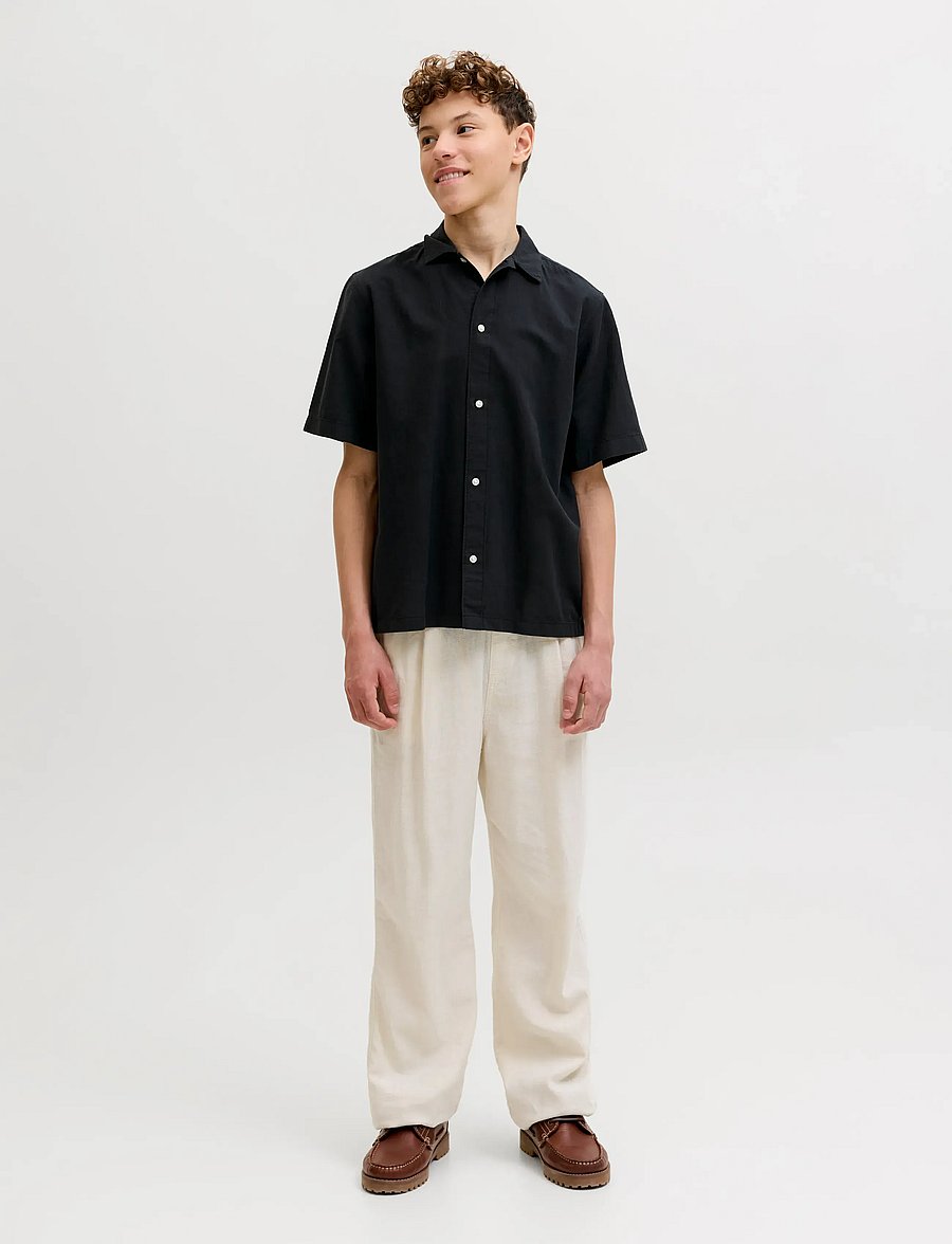 Jack & Jones - JJEBREEZE LINEN BLEND OVERSIZE SHIRT JNR - krekli ar īsām piedurknēm - black - 3
