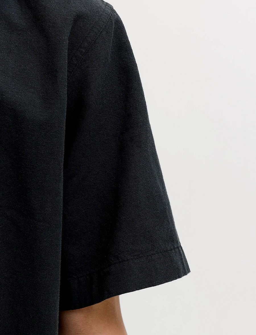 Jack & Jones - JJEBREEZE LINEN BLEND OVERSIZE SHIRT JNR - krekli ar īsām piedurknēm - black - 4