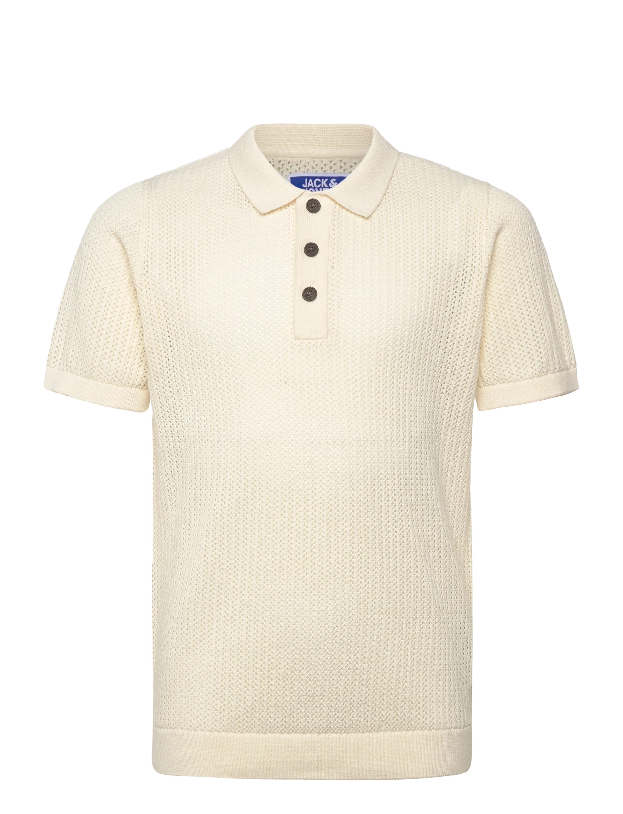 Jack & Jones JJJESS KNIT POLO SS JNR - Poloshirts - SEA SALT / cream