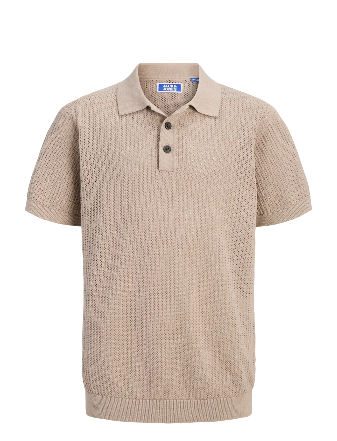 Jack & Jones JJJESS KNIT POLO SS JNR - Back to school - STRING / beige