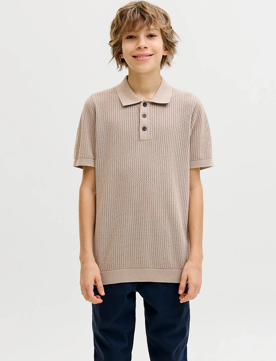 Jack & Jones - JJJESS KNIT POLO SS JNR - kortærmede poloer - string - 0