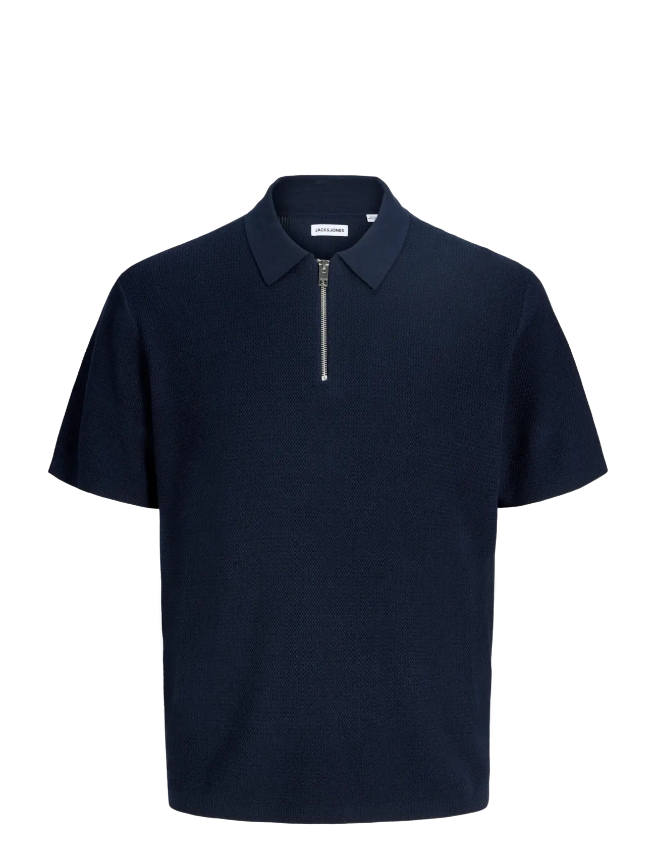Jack & Jones - JJMAX KNIT ZIP POLO SS JNR - strik - navy blazer - 0
