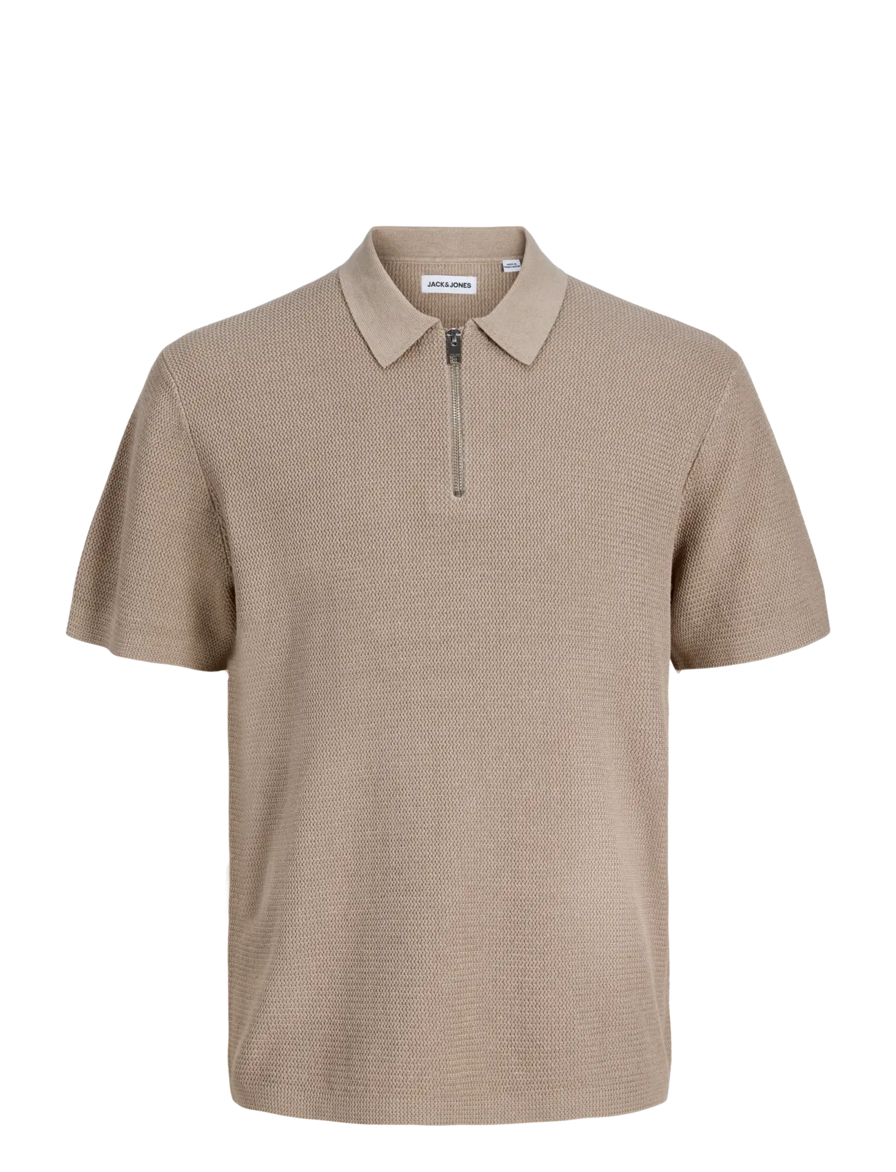 Jack & Jones JJMAX KNIT ZIP POLO SS JNR - Strickmode - STRING / beige