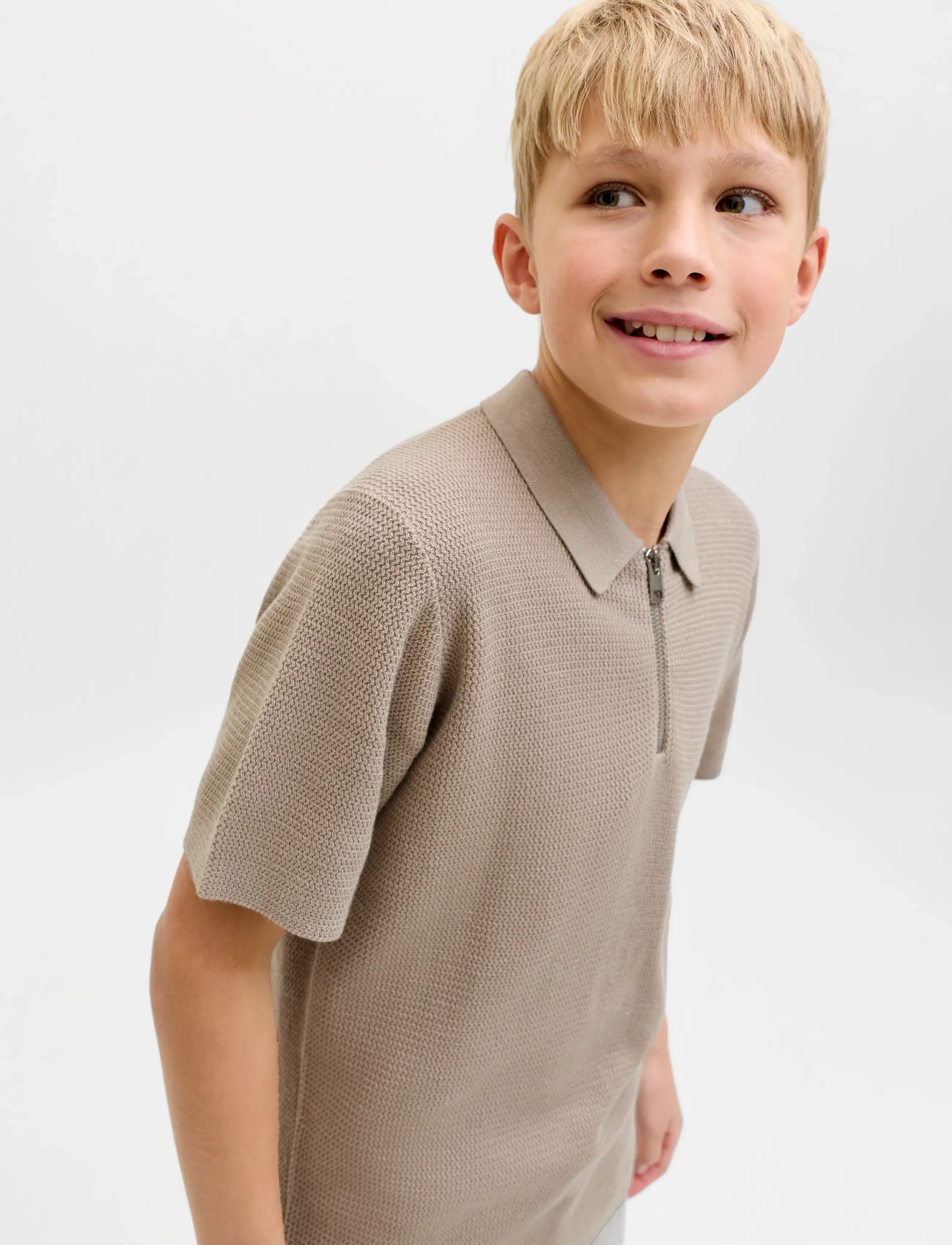 JACK & JONES Jjmax Knit Zip Polo Ss Jnr pikéer herr – bild 5
