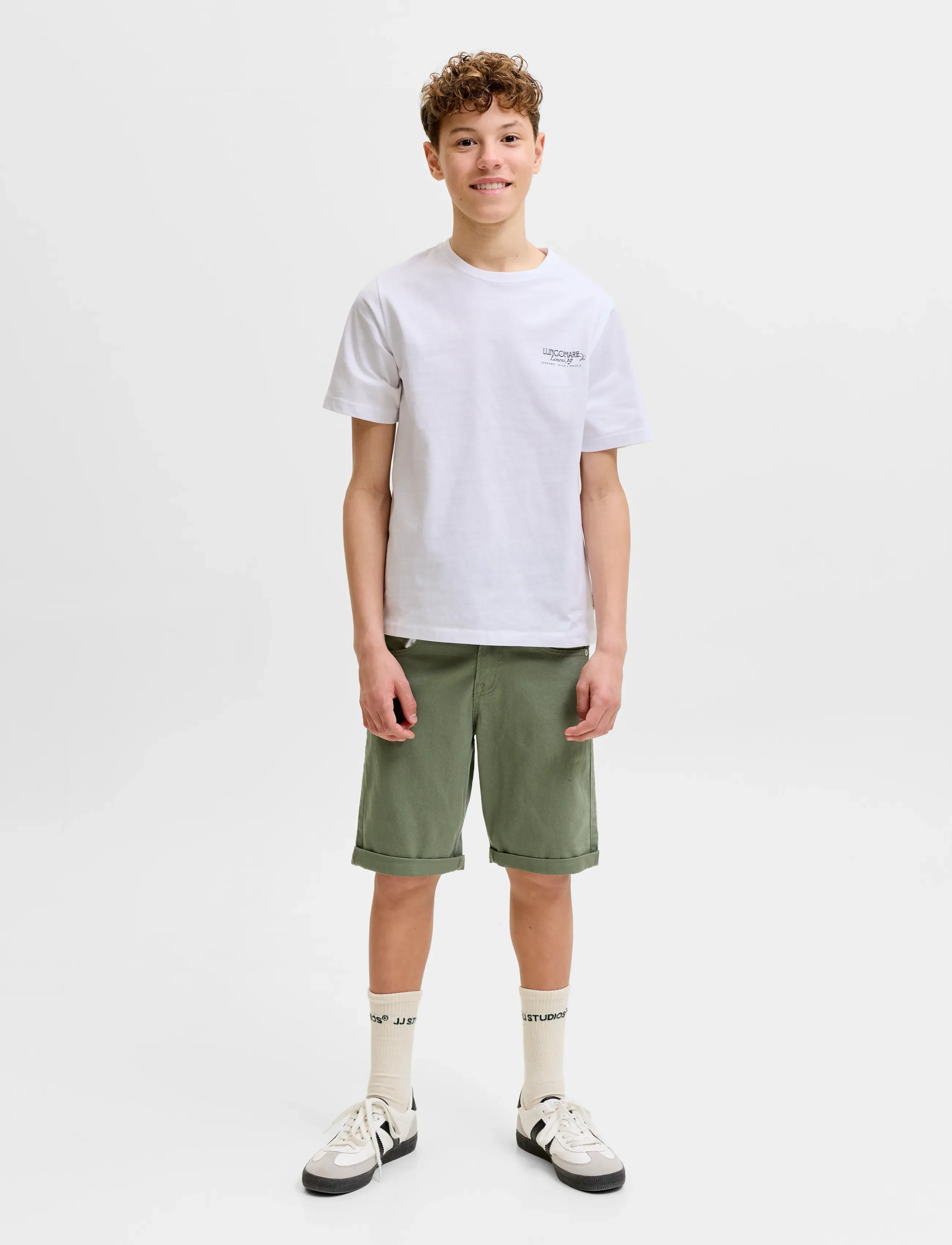 Jack & Jones - JPSTRICK DYLAN ORIGINAL SHORTS JNR - chino shorts - deep lichen green - 4